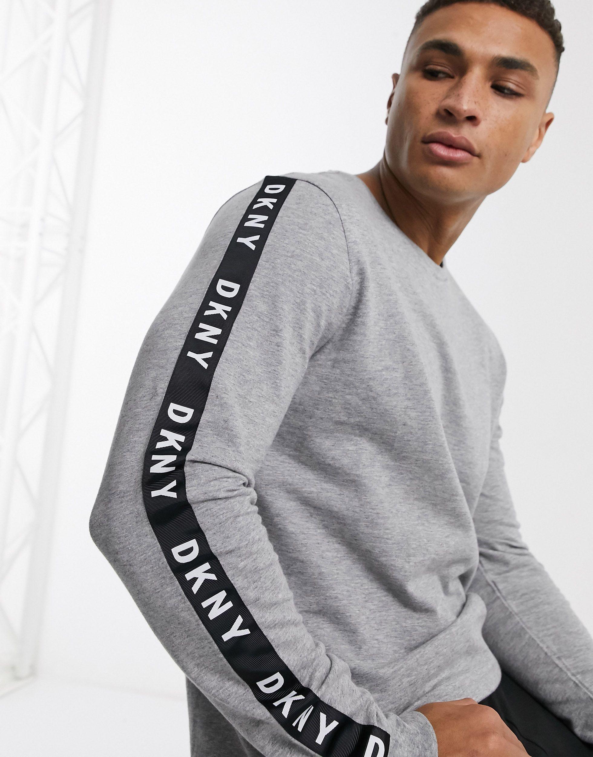 DKNY Cotton Taped Logo Sweatshirt in Grey (Grey) for Men | Lyst UK
