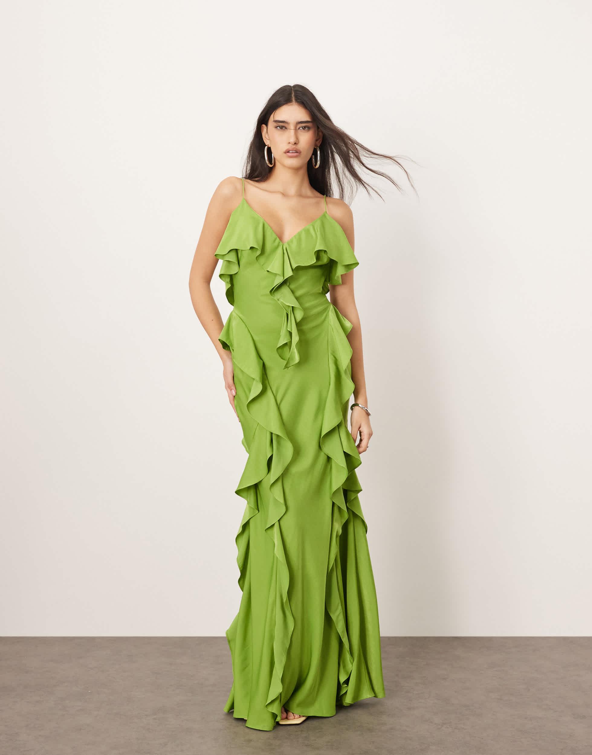 green emerald velvet dress Uranie Emerald Green Gathered Maxi Dress, L / Green main image 0