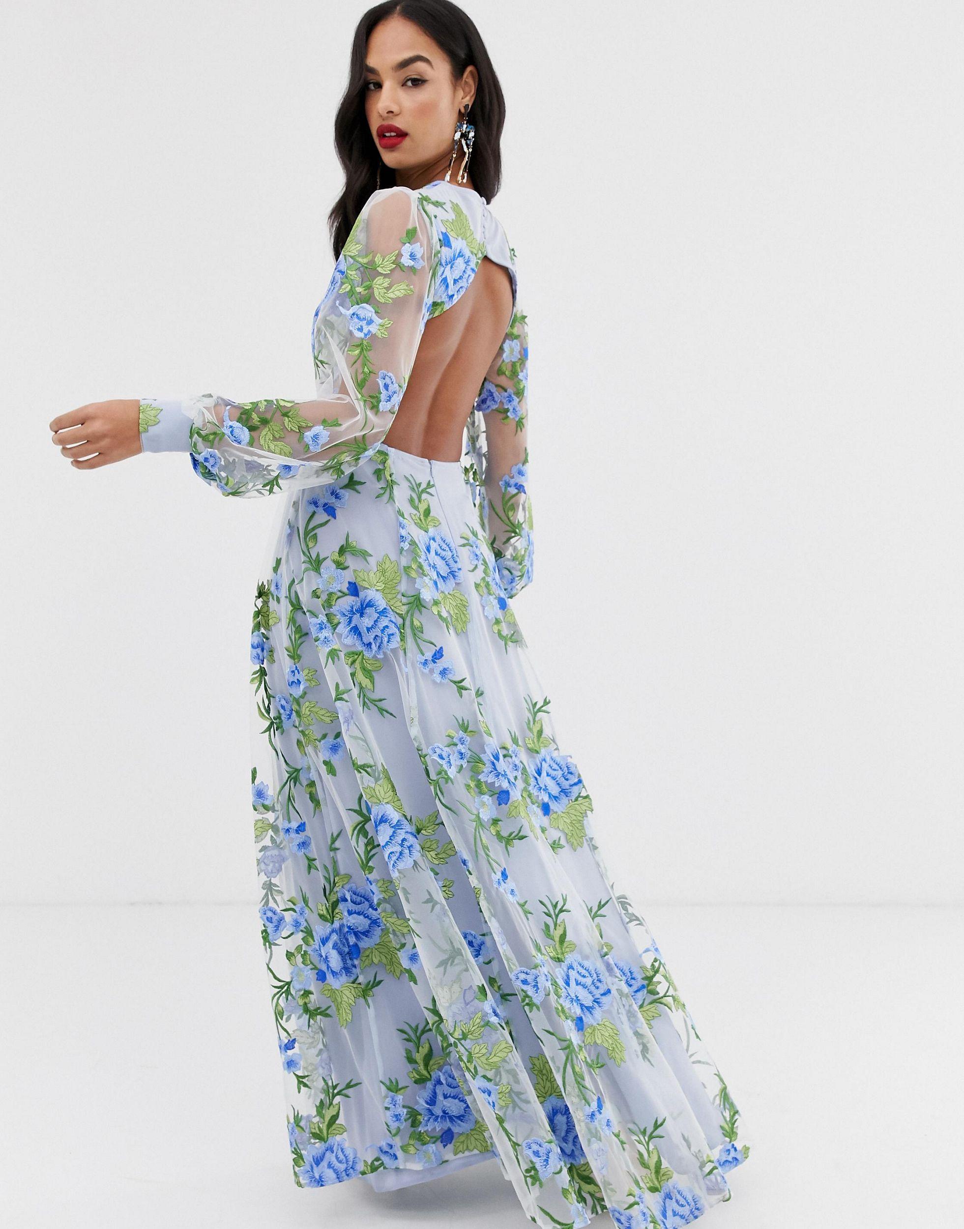 ASOS Synthetic Embroidered Maxi Dress ...