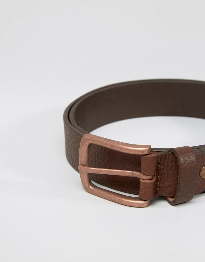 ASOS Leather Belt With Rose Gold Buckle in Brown for Men - Lyst