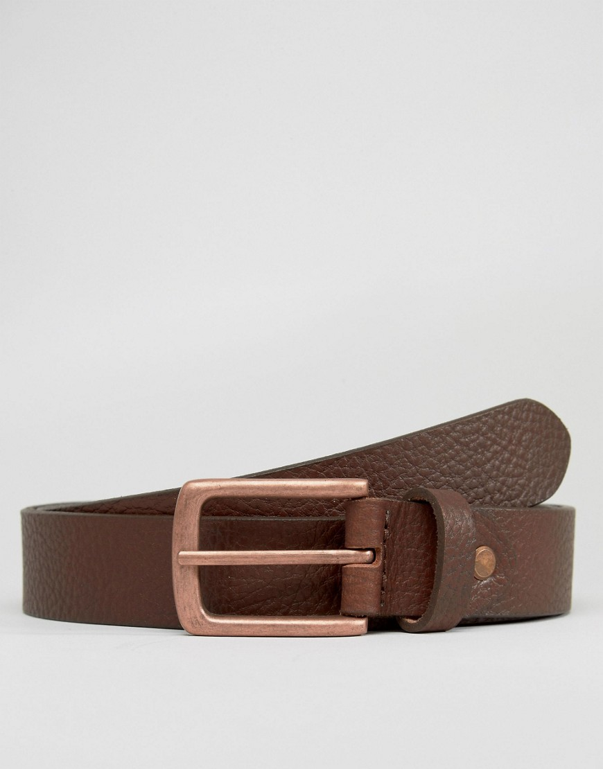 ASOS Leather Belt With Rose Gold Buckle in Brown for Men | Lyst