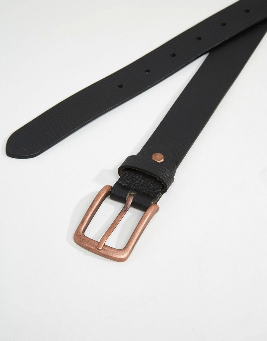Lyst - Asos Leather Belt With Rose Gold Buckle in Black for Men