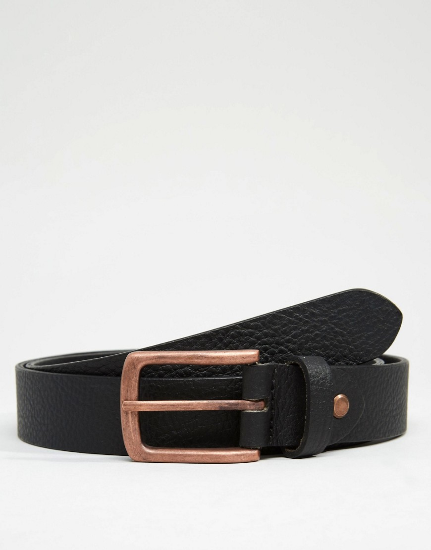 Lyst - Asos Leather Belt With Rose Gold Buckle in Black for Men