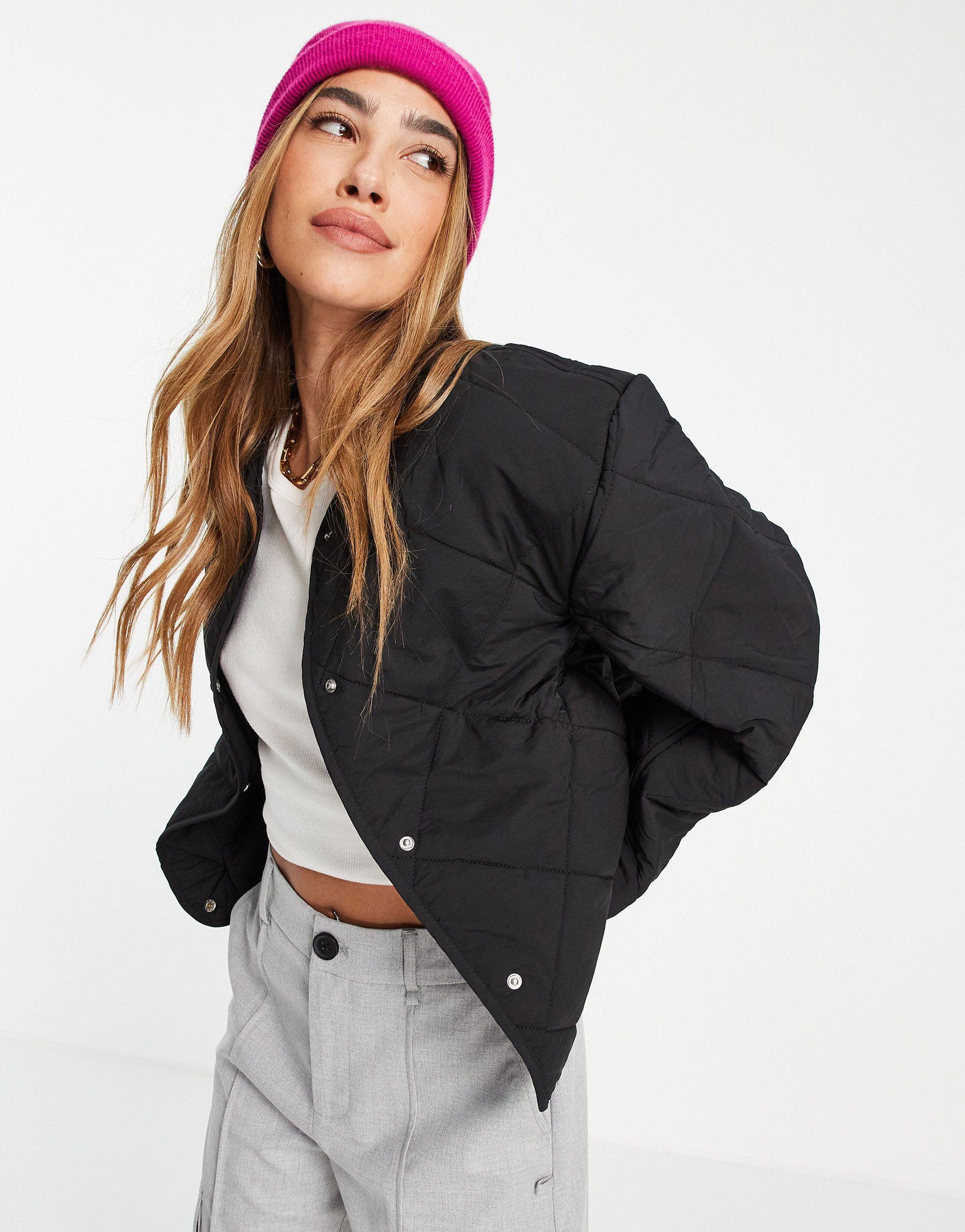 Mango Diamond Quilted Puffer Jacket in Black | Lyst