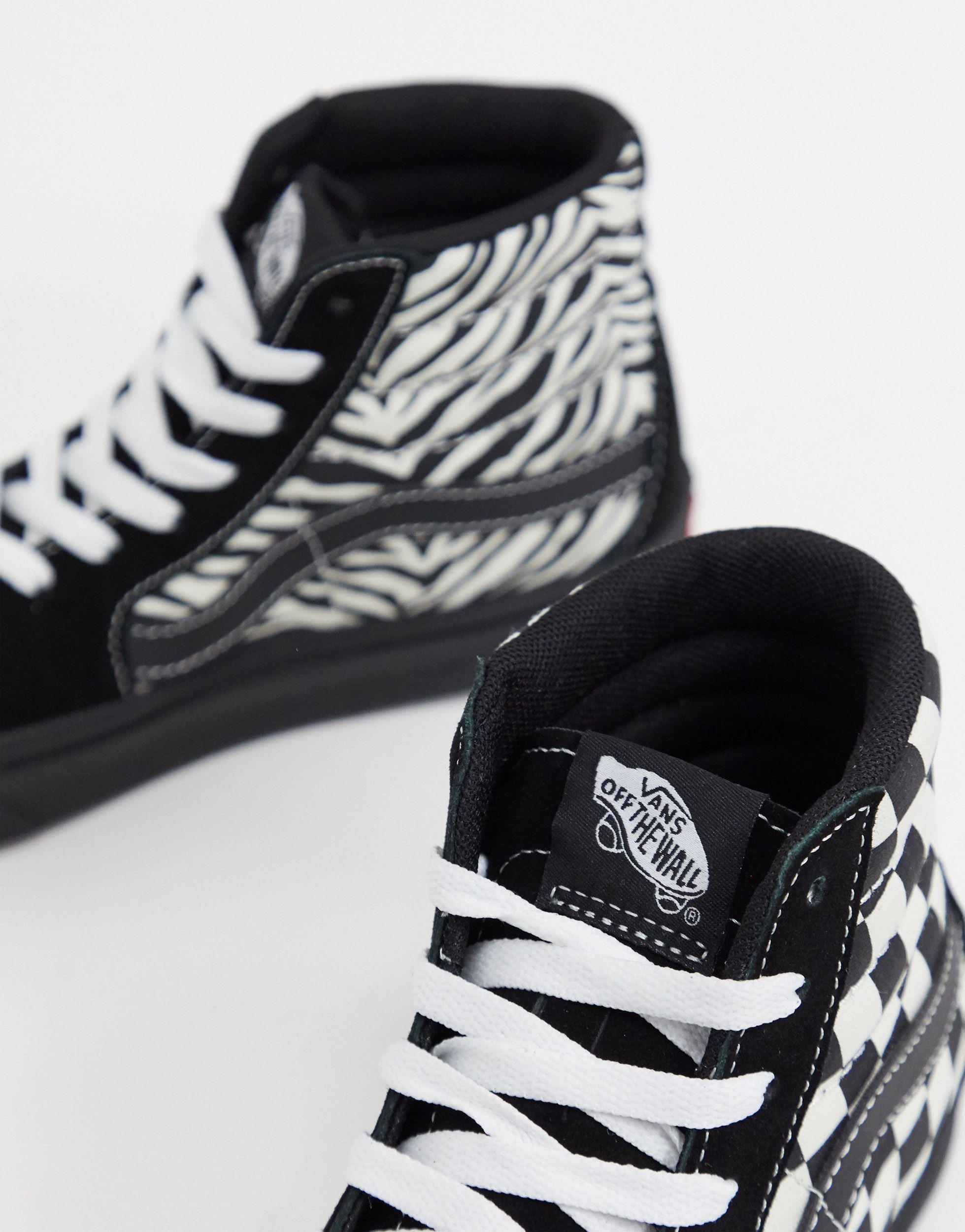 Vans Sk8-hi Zebra Sneakers in Black | Lyst