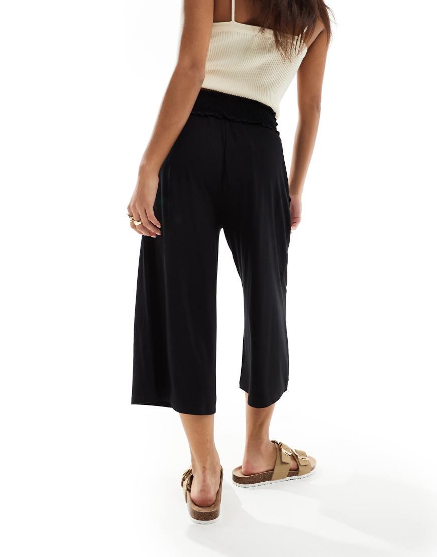 ASOS Asos Design Petite Shirred Waist Cropped Culotte Trouser in