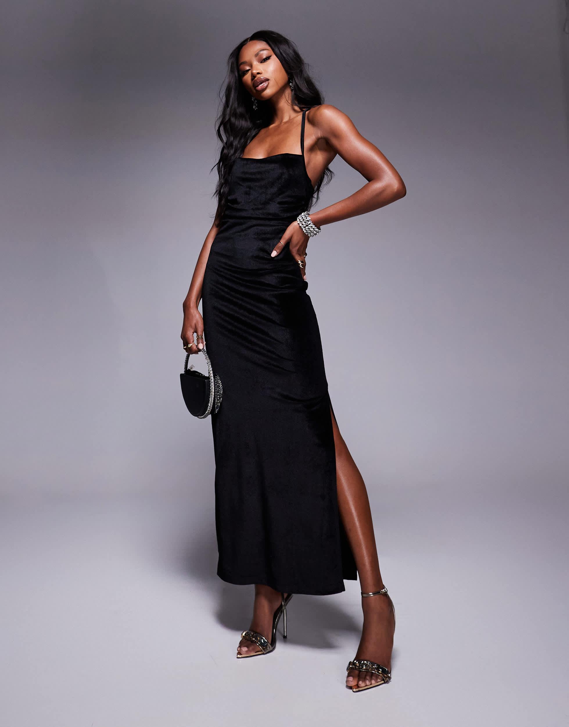 Solid Velvet Sleeveless Pocket Maxi Dress