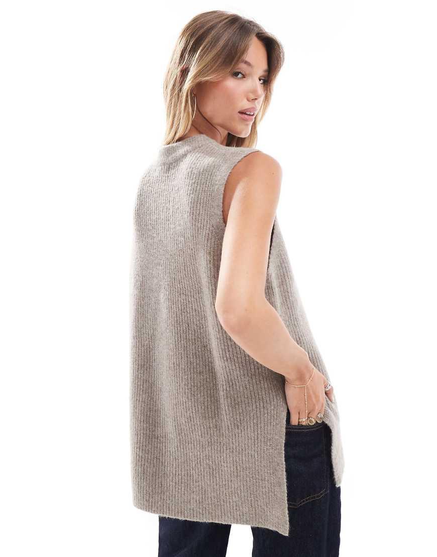 New Look Tabard Longline Vest Jumper in Natural Lyst UK
