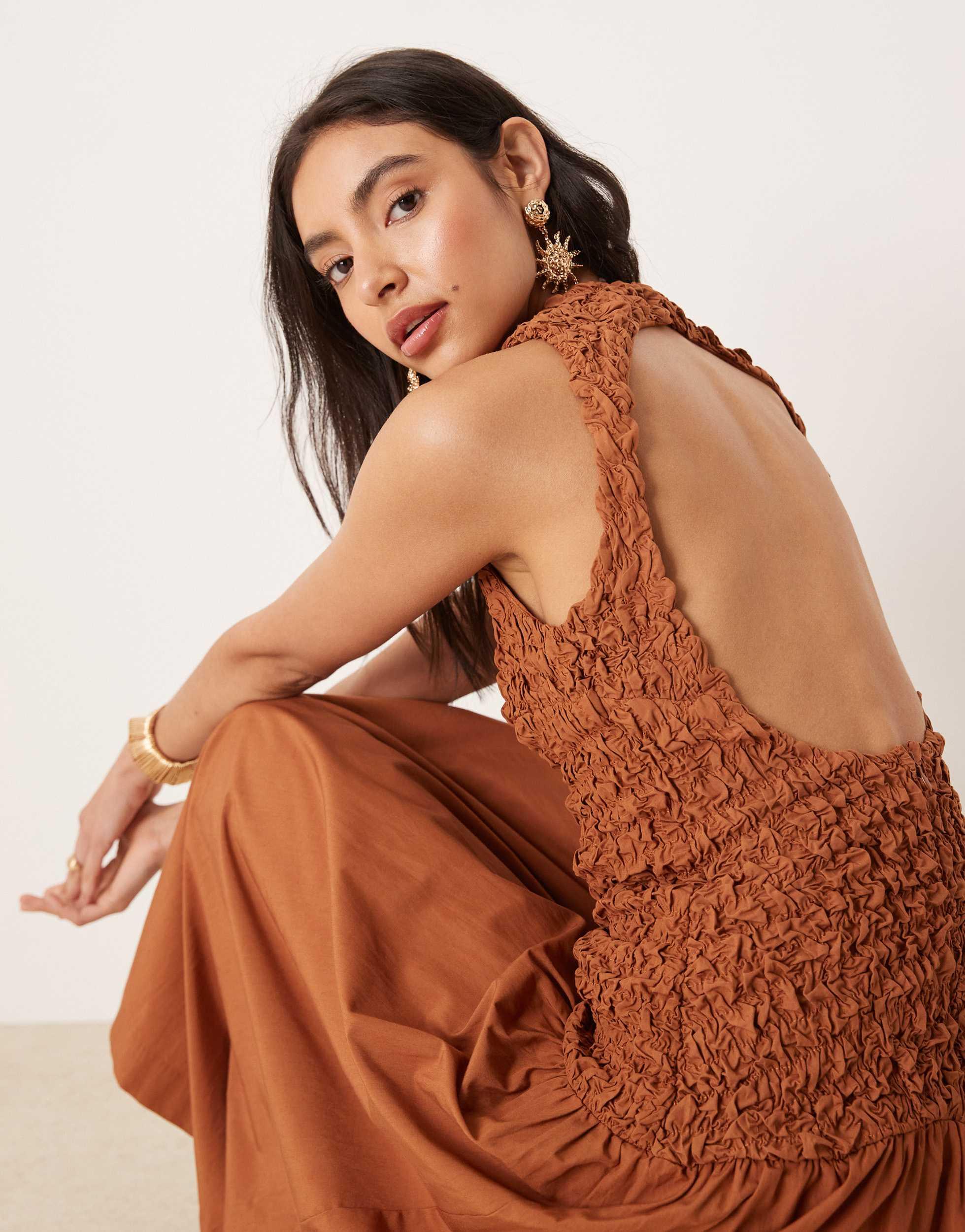mango drop waist dress Mango Crinkle Textured Drop Waist Dress in Natural