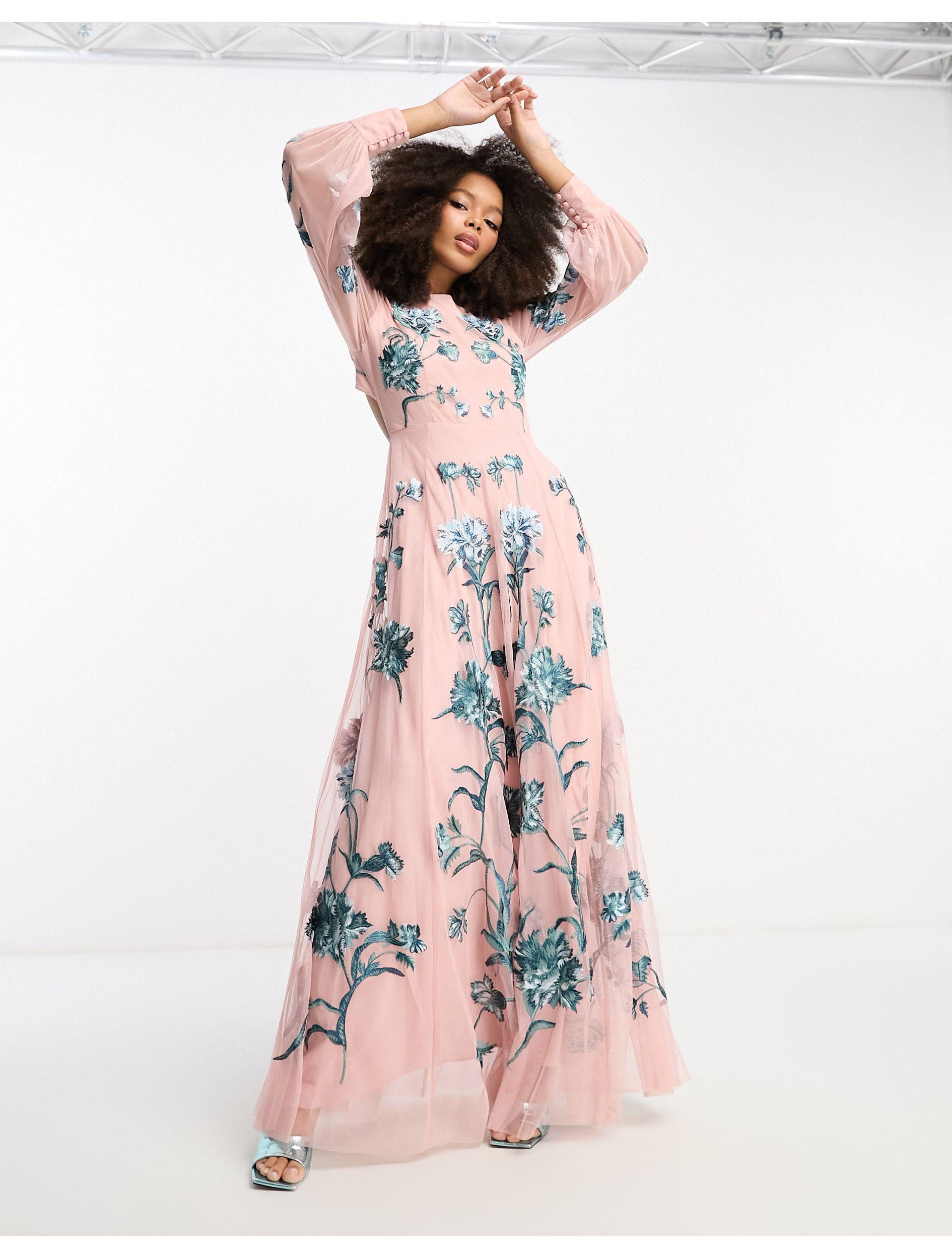 FARM Rio Bold Floral Pink Long Sleeve Maxi Dress | Shopbop