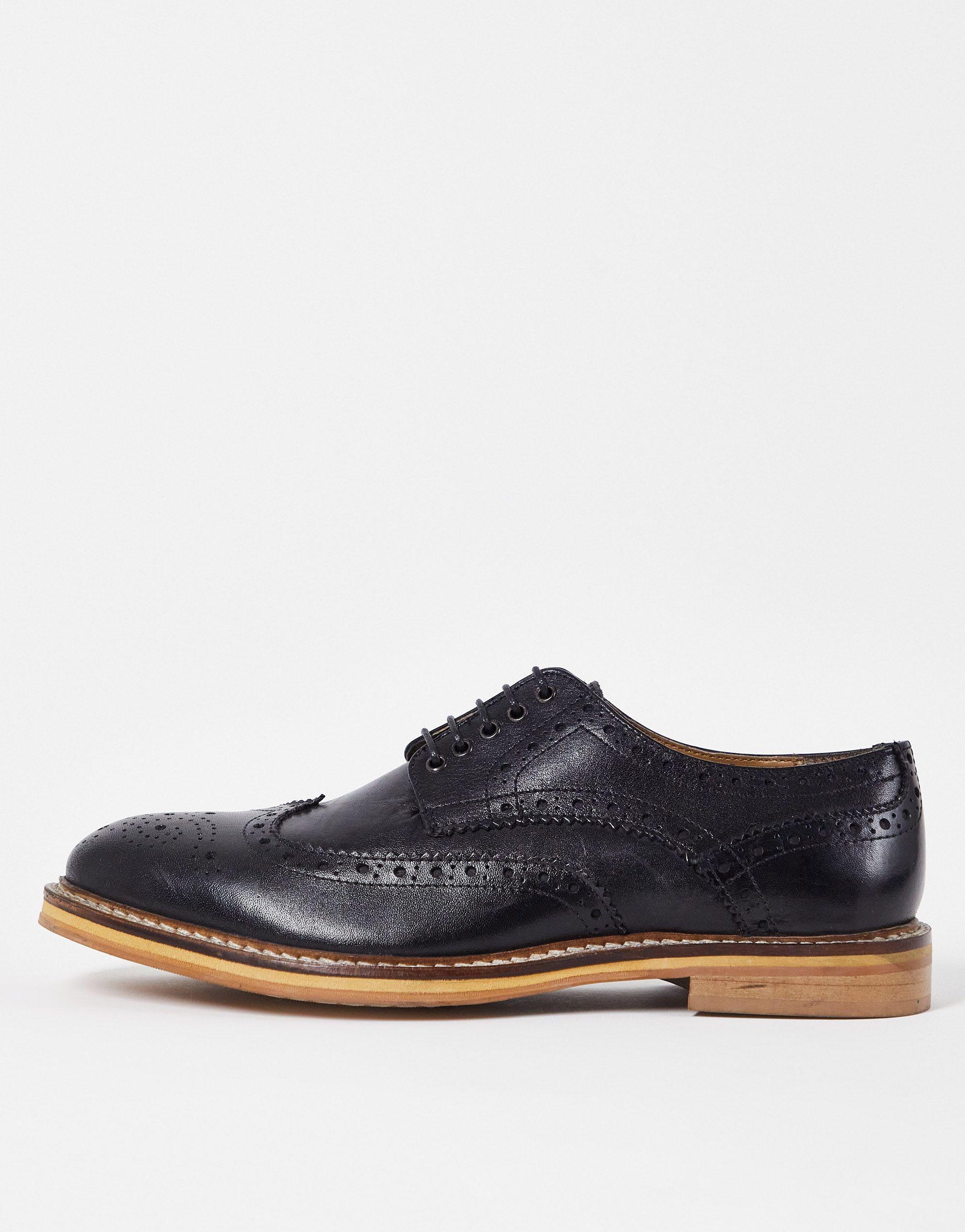TOPMAN Real Leather Luna Brogue in Black for Men | Lyst Canada