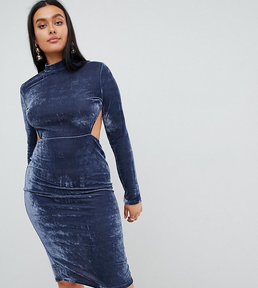 pretty little thing blue velvet dress
