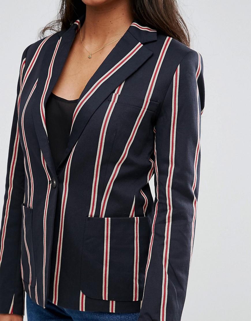 French Connection Cotton Freddie Stripe Blazer in Blue - Lyst