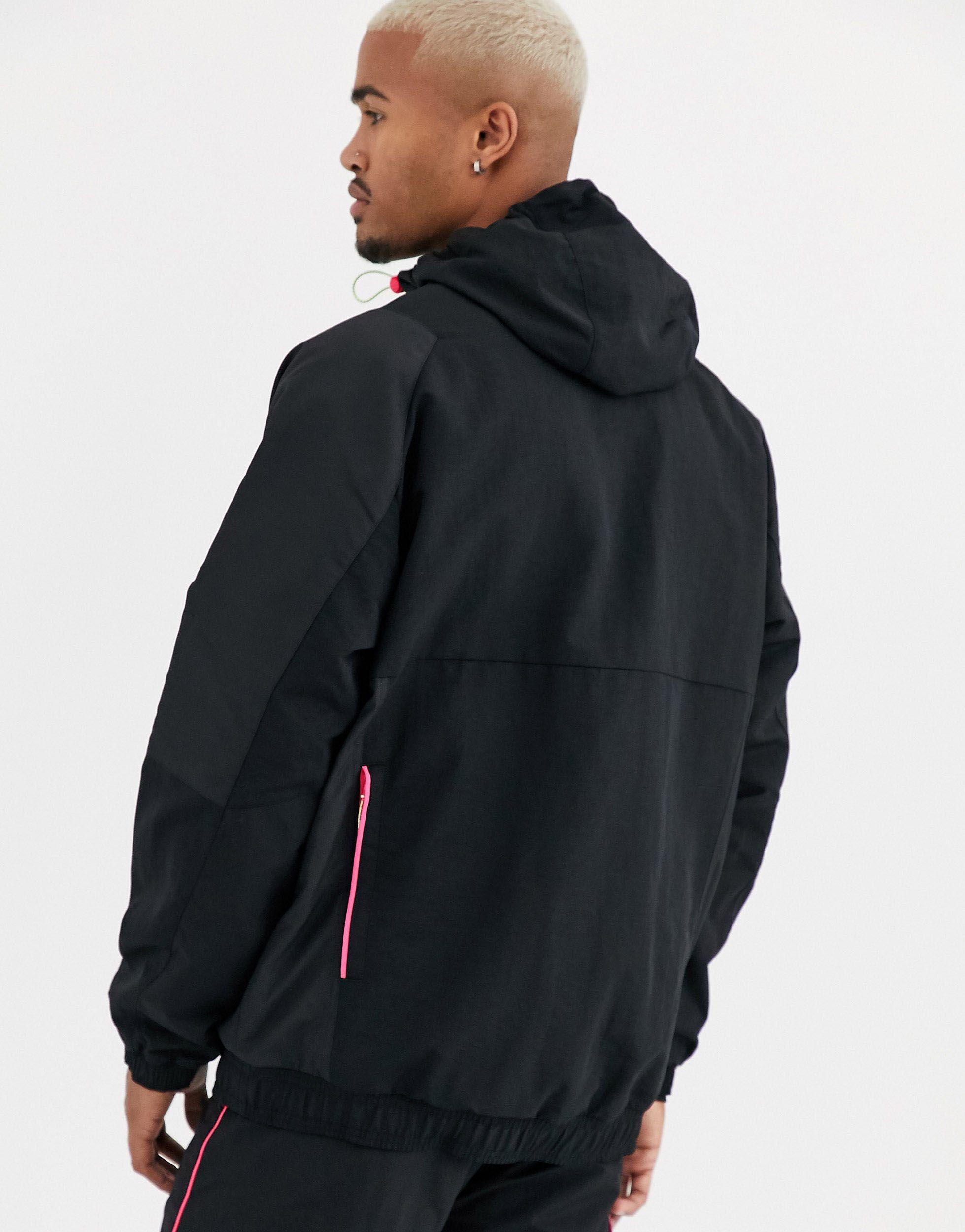 adidas originals adiplore half zip jacket with hood in black