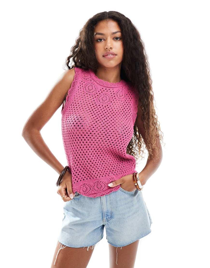 Vero Moda Crochet Sleevless Top Witth Scallop Edge in Red Lyst UK
