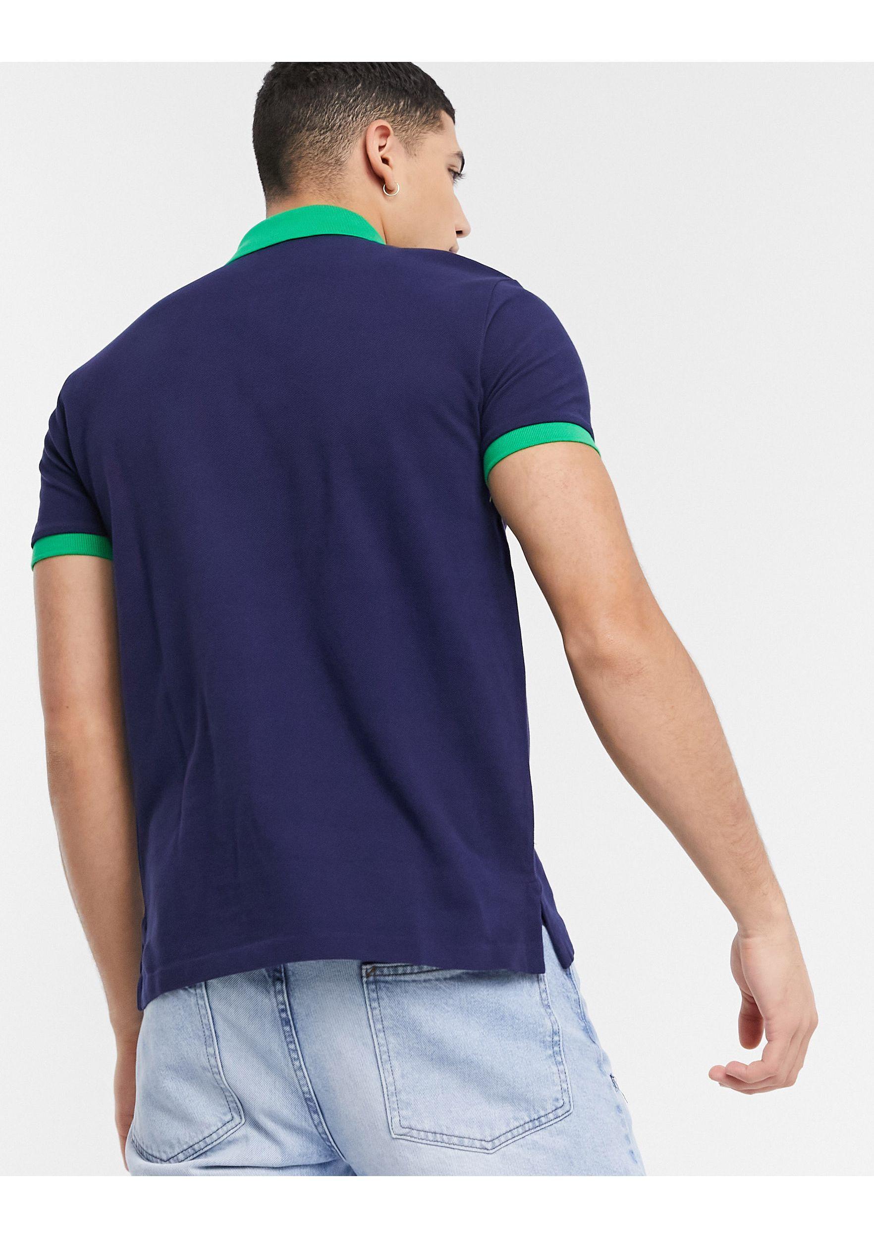 Polo Ralph Lauren Custom Regular Fit Player Logo Contrast Collar Pique Polo  in Blue for Men | Lyst