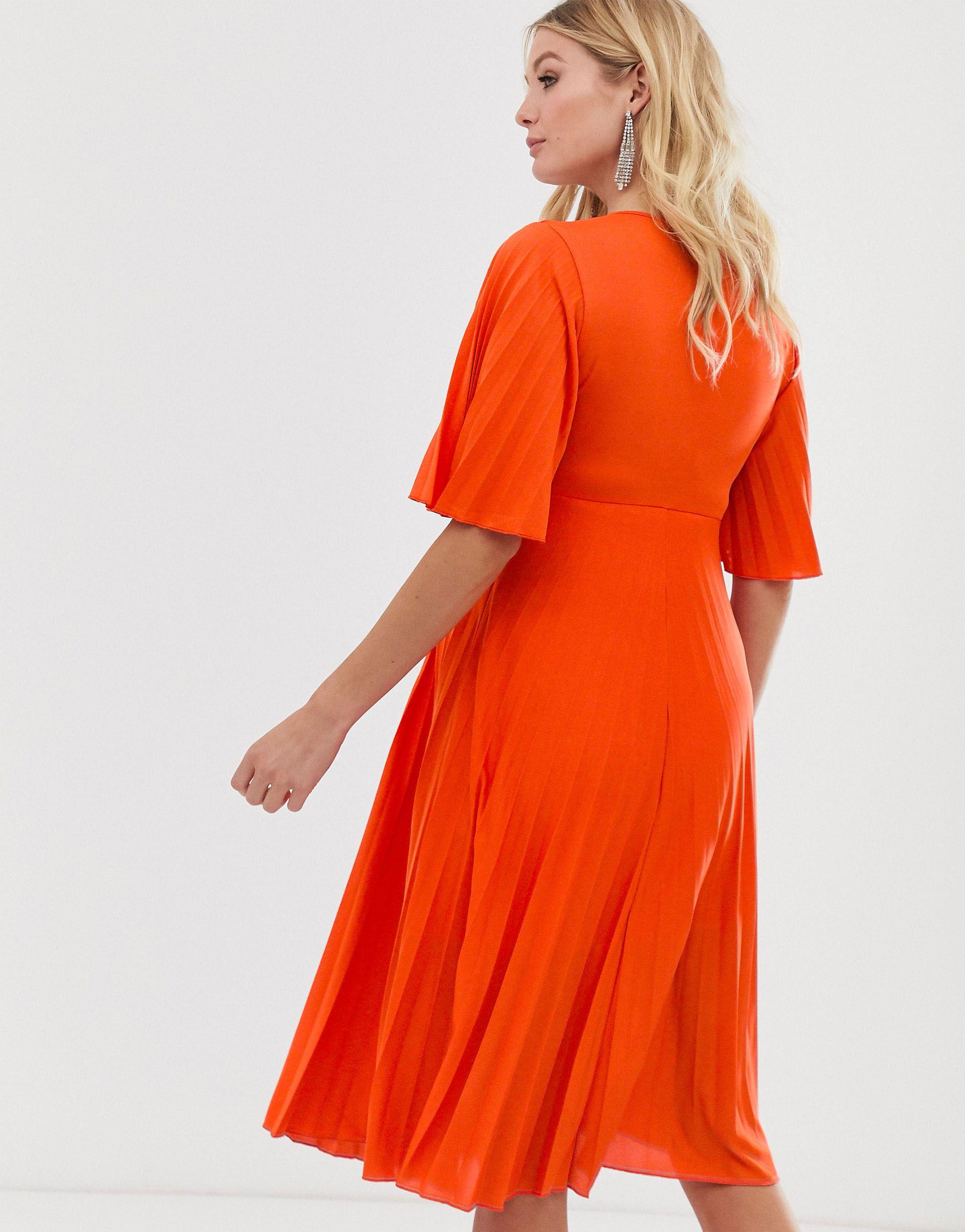 asos design maternity kimono pleated midi dress