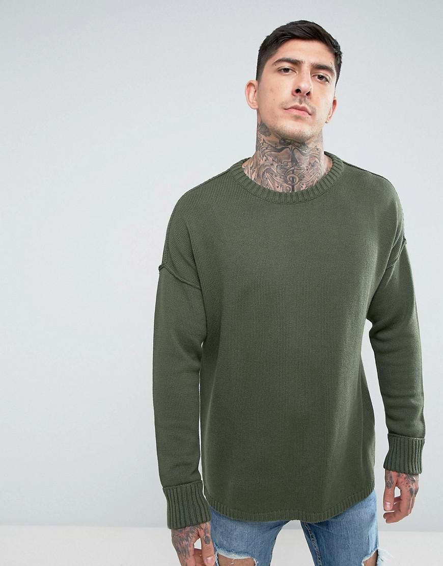 Another Influence Cotton Drop Shoulder Knitted Jumper in Green for Men ...