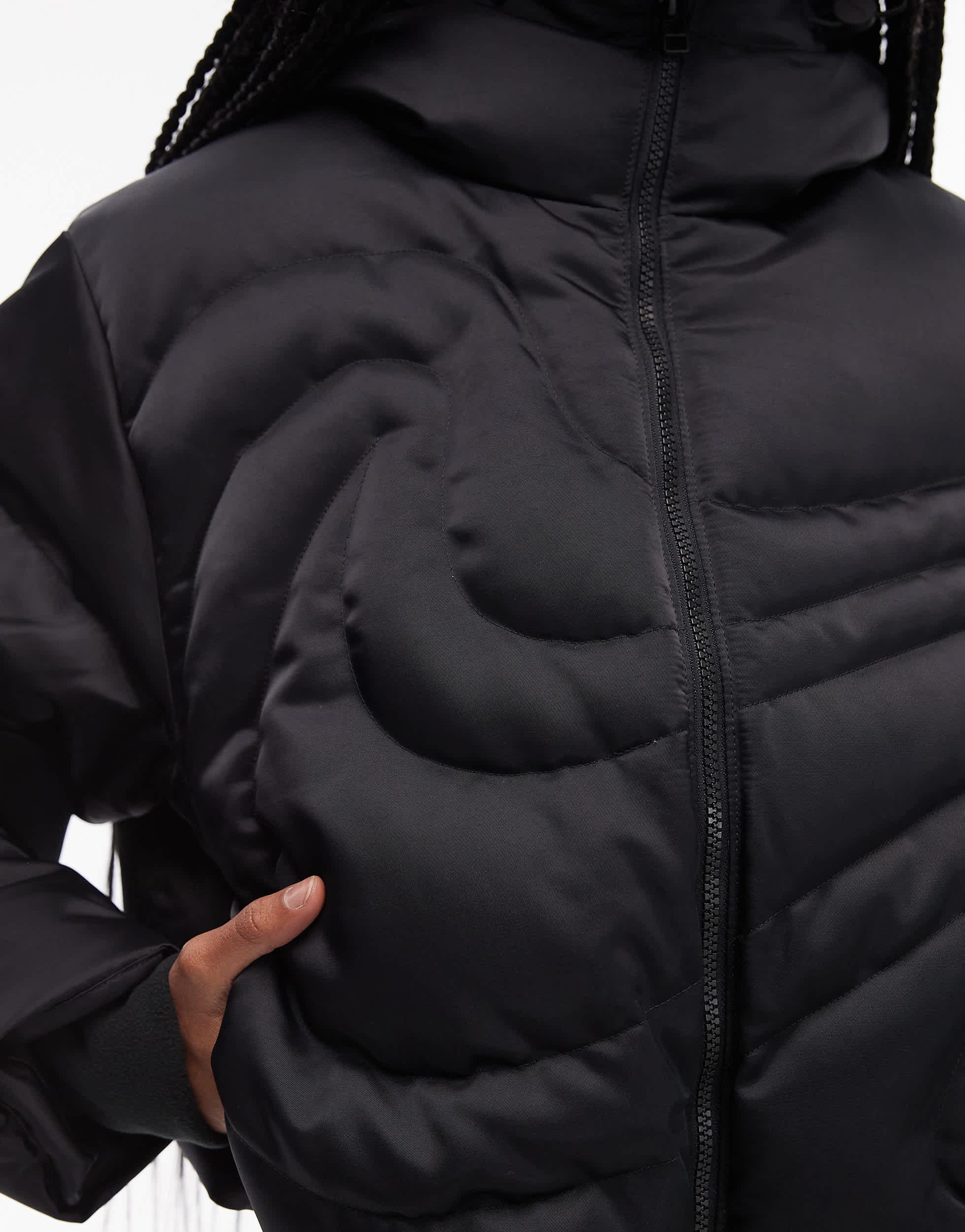 Nike Swoosh Down Puffer Jacket in Black | Lyst
