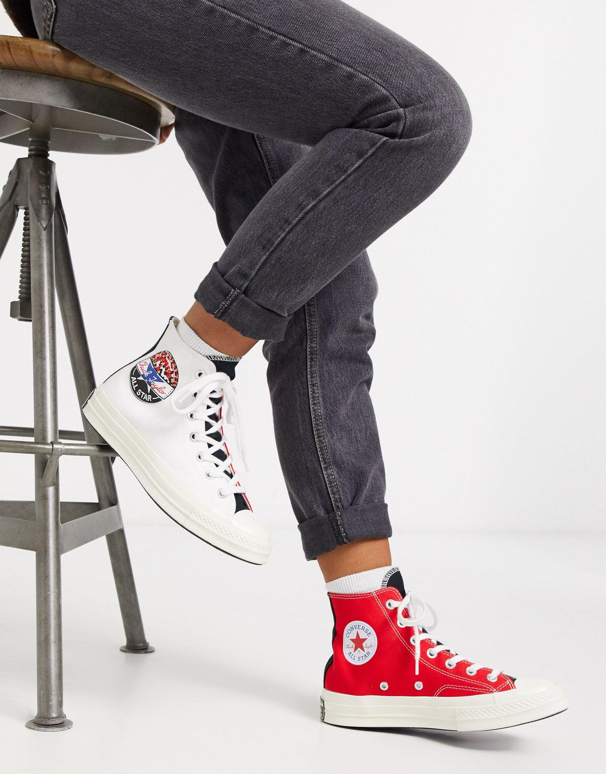 Converse Rubber Chuck '70 Hi Red And White Leopard Patch Sneakers ...