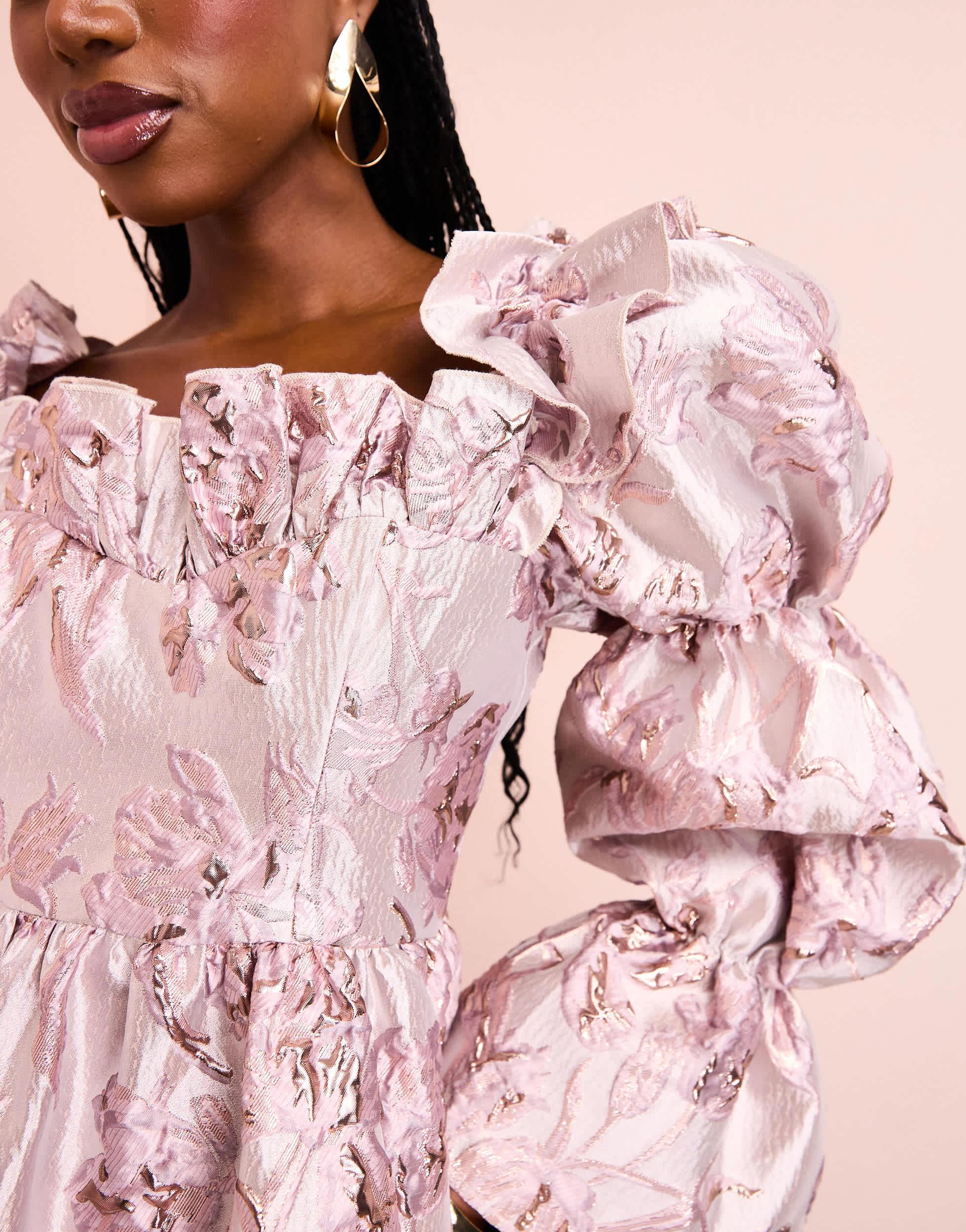 asos pink skater dress ASOS Exclusive Bardot Strappy Bengaline Skater Dress in Pink