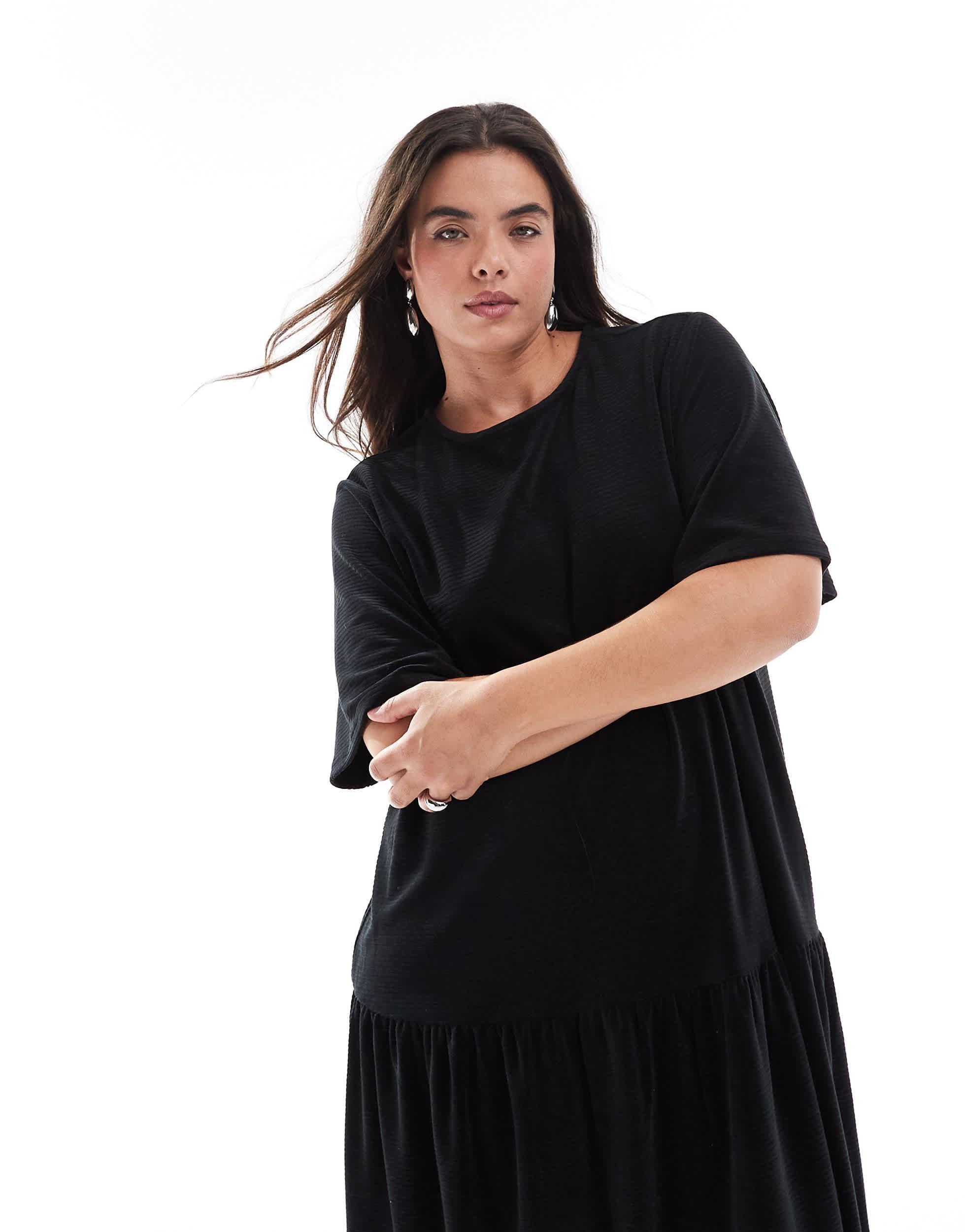 ASOS Asos Design Curve Tie Back Chunky Cord Flare Hem Midi Dress