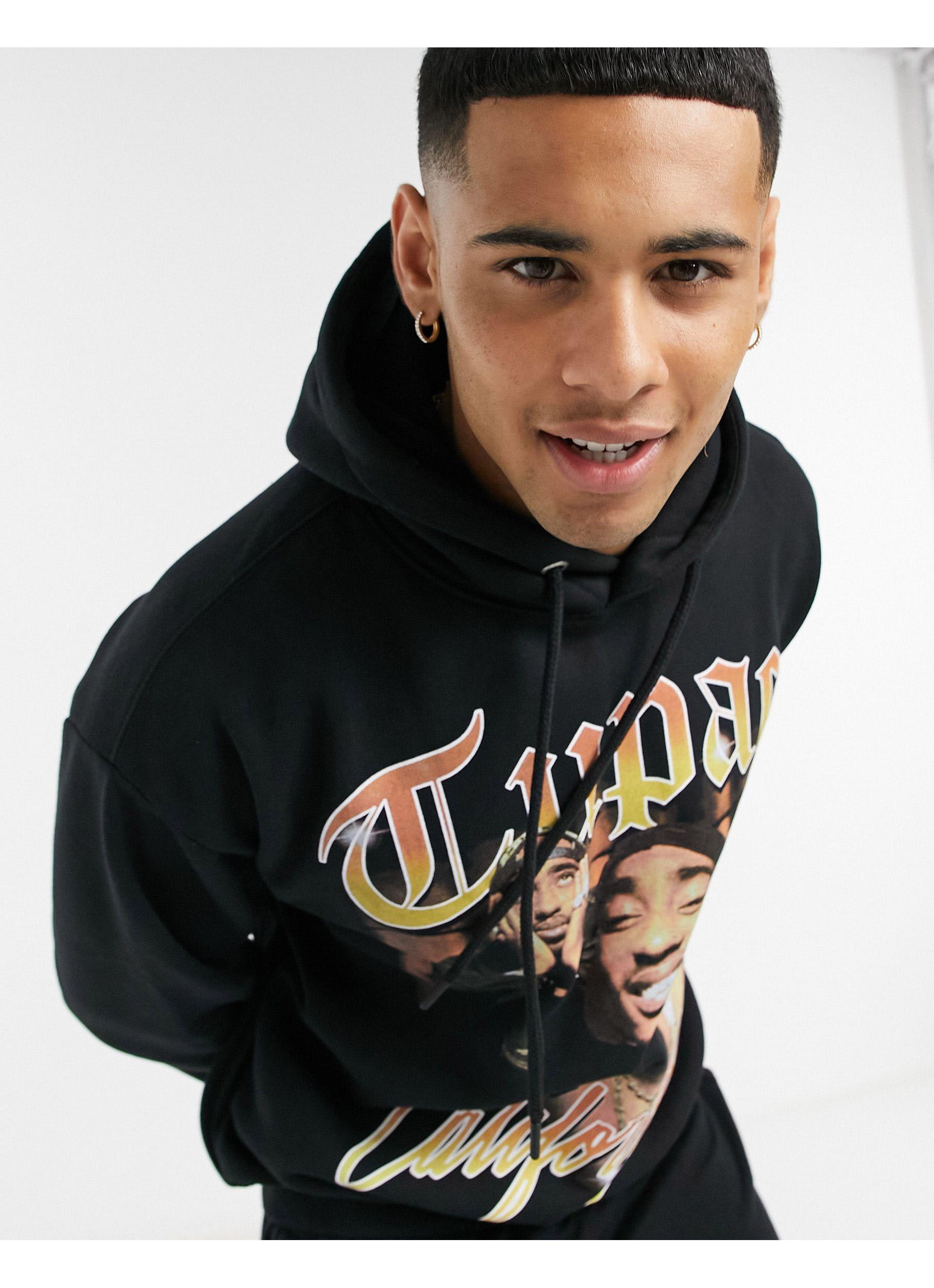 Pull&Bear Tupac Hoodie in Black for Men | Lyst