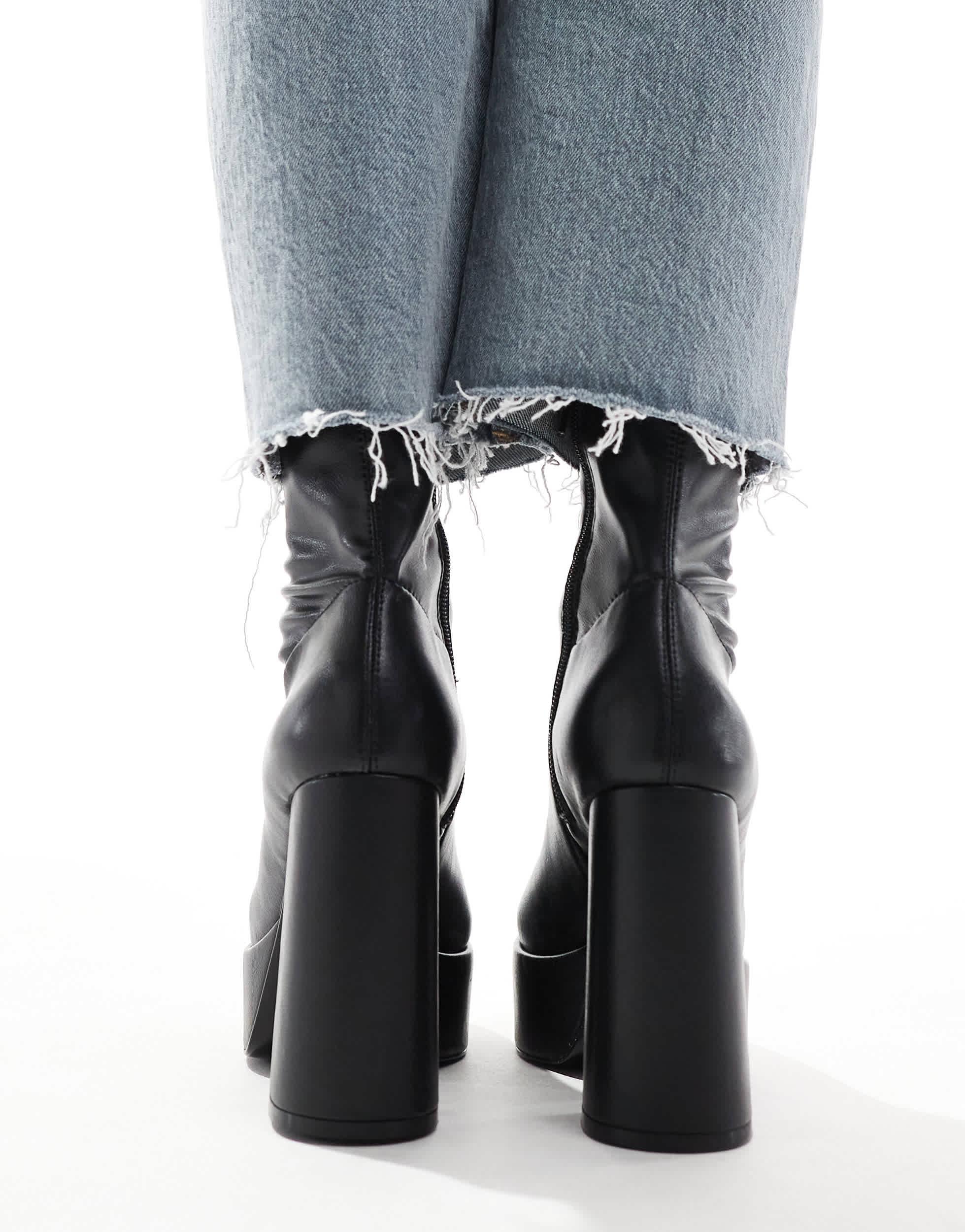 Cocktail Party Dress Ankle Boots With Evening Gown Stradivarius Platform  Heeled Ankle Boot In Blue Lyst