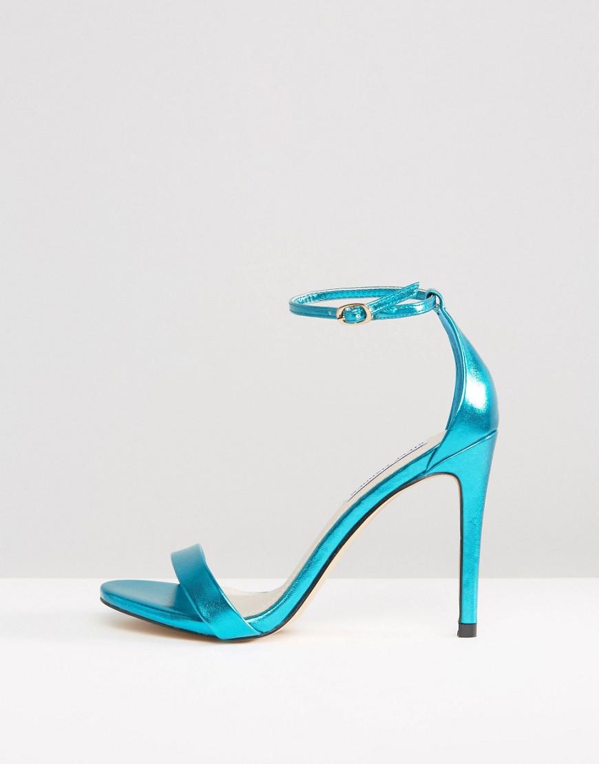 Steve Madden Stecy Metallic Barely There Heeled Sandals in Blue | Lyst
