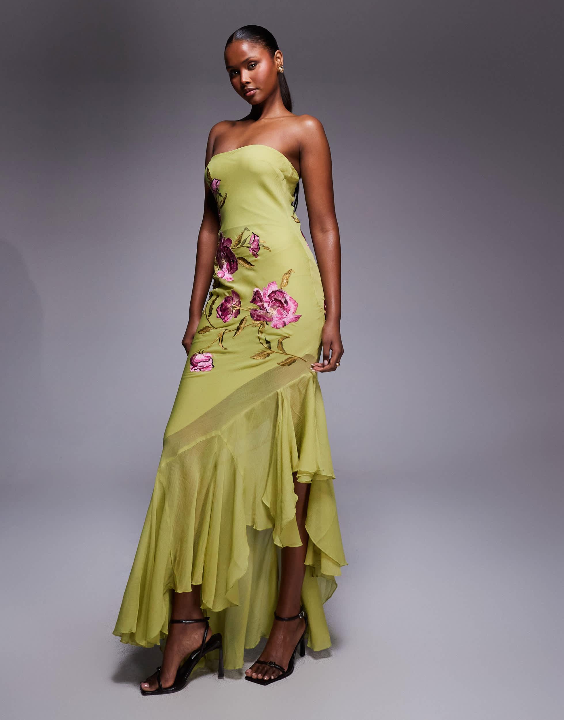 sachin and babi light blue dress ASOS EDITION pretty floral embroidered maxi dress with open back main image 0