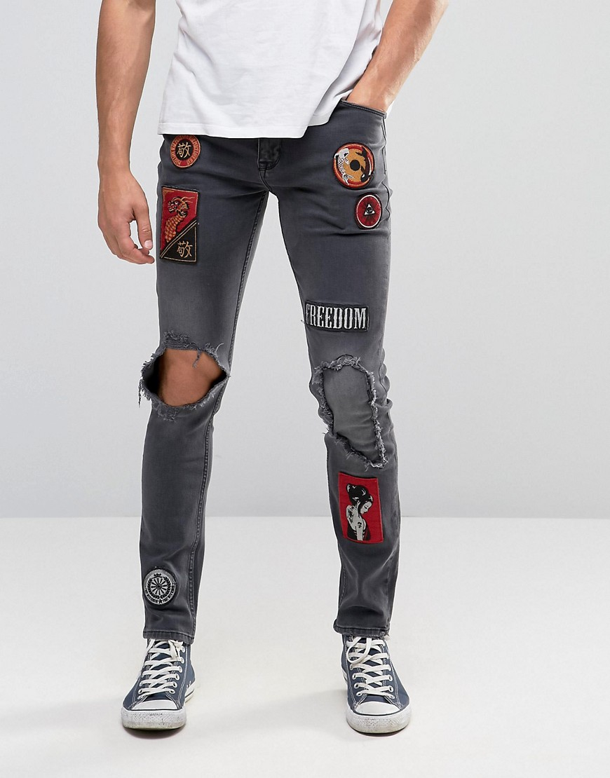 asos black ripped jeans mens