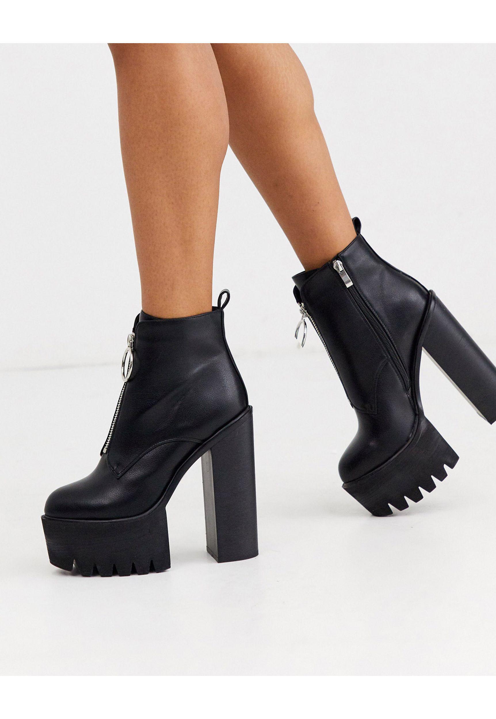 LAMODA Freestyle Chunky Boots With Front Zip in Black Lyst LAMODA Freestyle Chunky Boots With Front Zip in Black Lyst