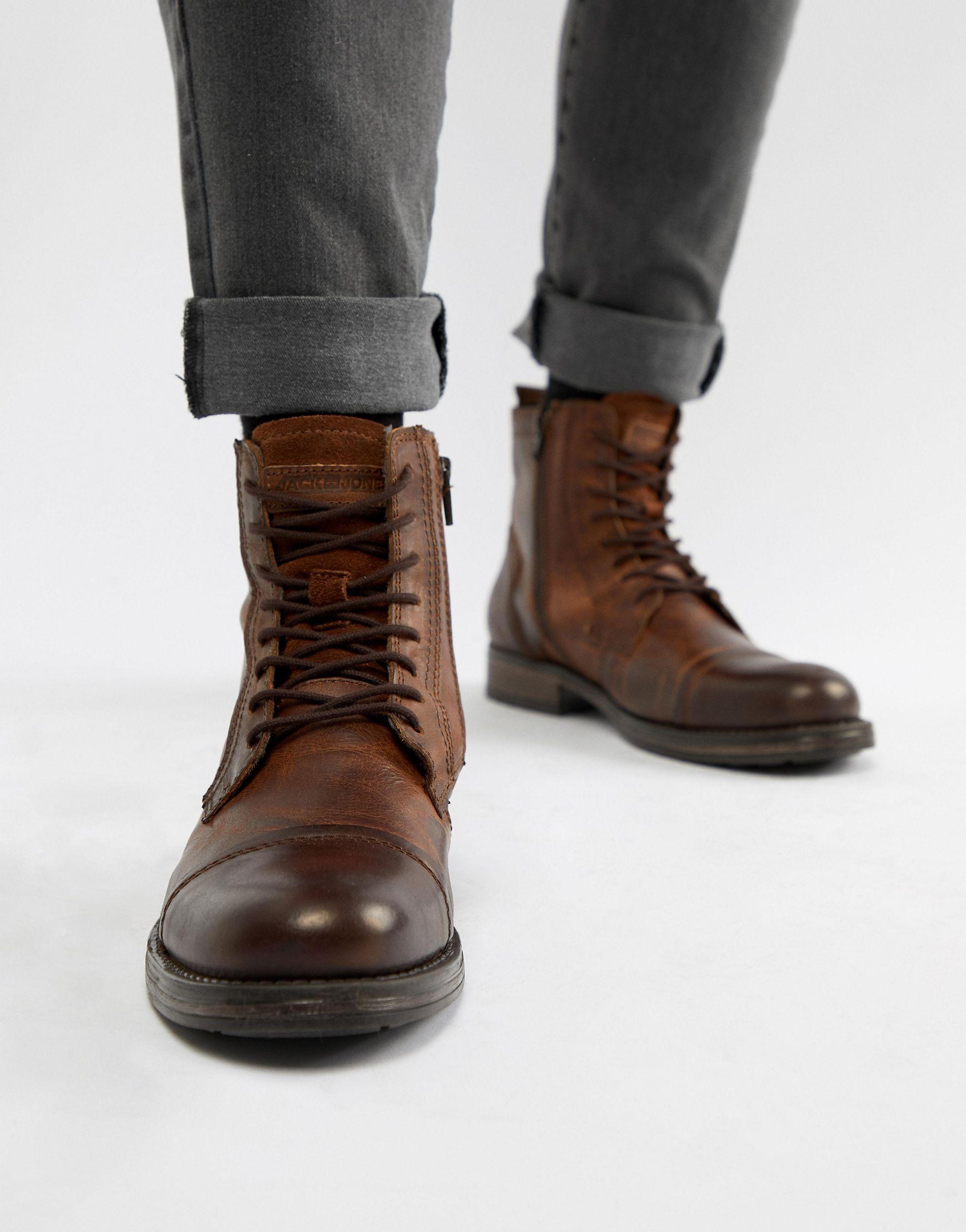 Jack & Jones Leder – Lederstiefel mit seitlichem Reißverschluss in Braun  für Herren | Lyst AT