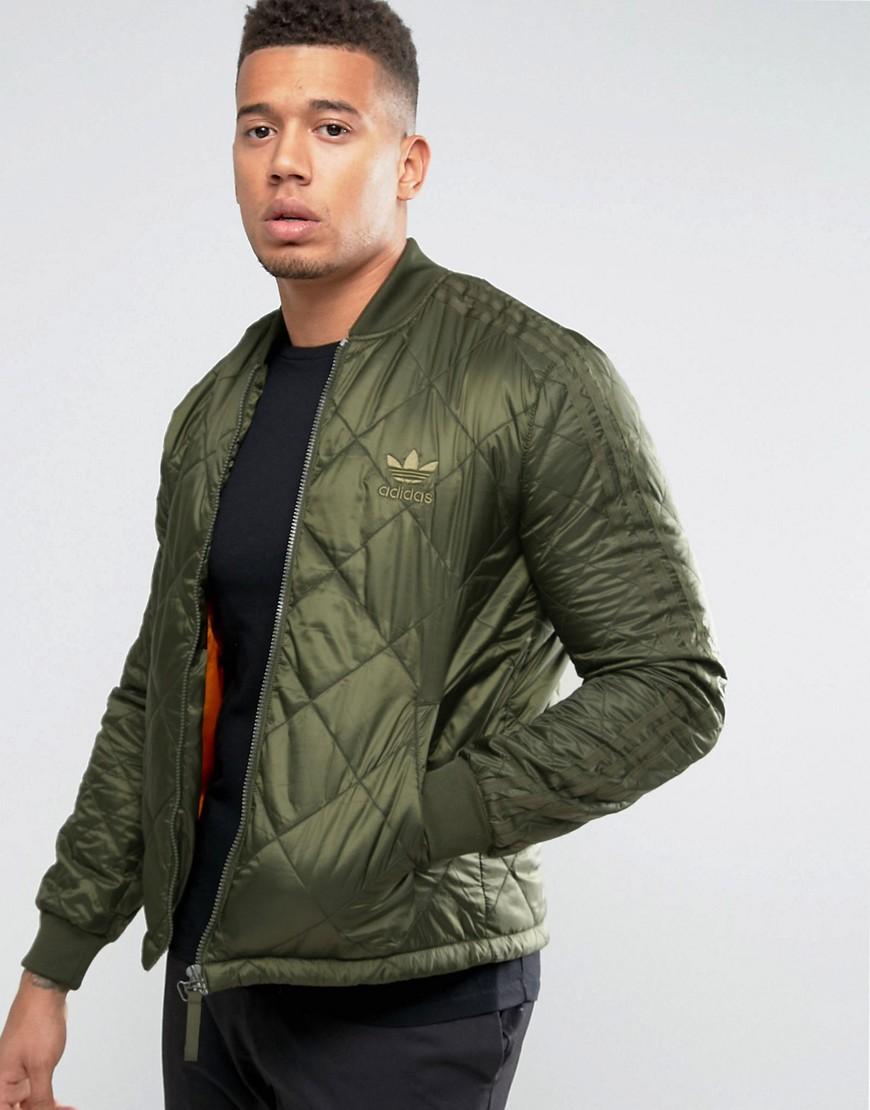 adidas Originals Synthetic Quilted Superstar Bomber Jacket Ay9144 in Green  for Men - Lyst