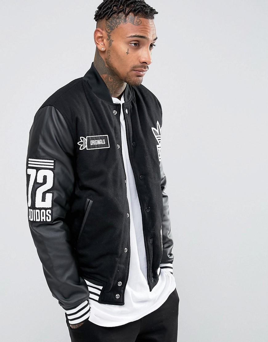zwaard Taiko buik Gangster adidas Originals Badge Varsity Jacket Ay9148 in Black for Men | Lyst