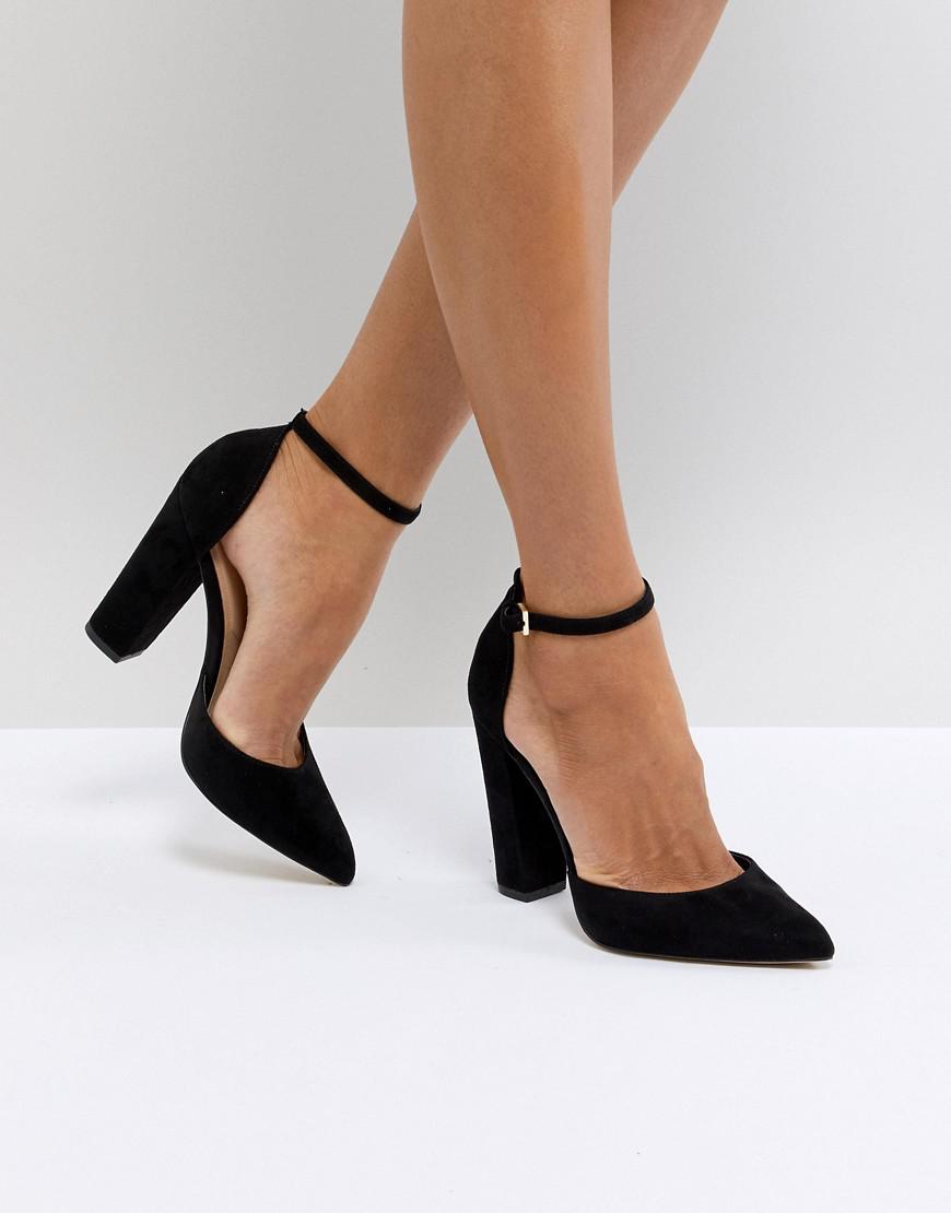 ALDO Nicholes Black Ankle Strap High Heeled Pointed Shoe | Lyst