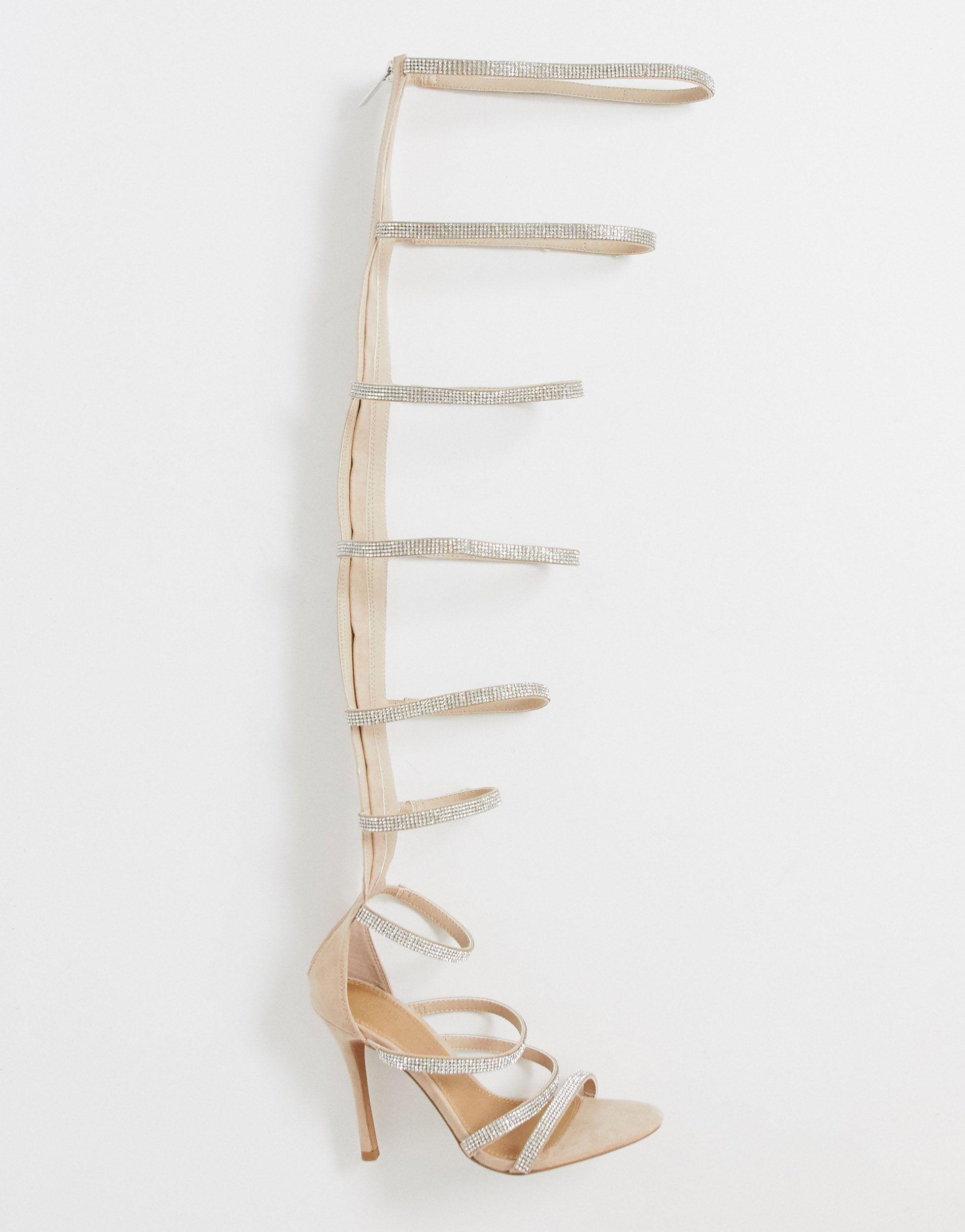 thigh high sandals heels