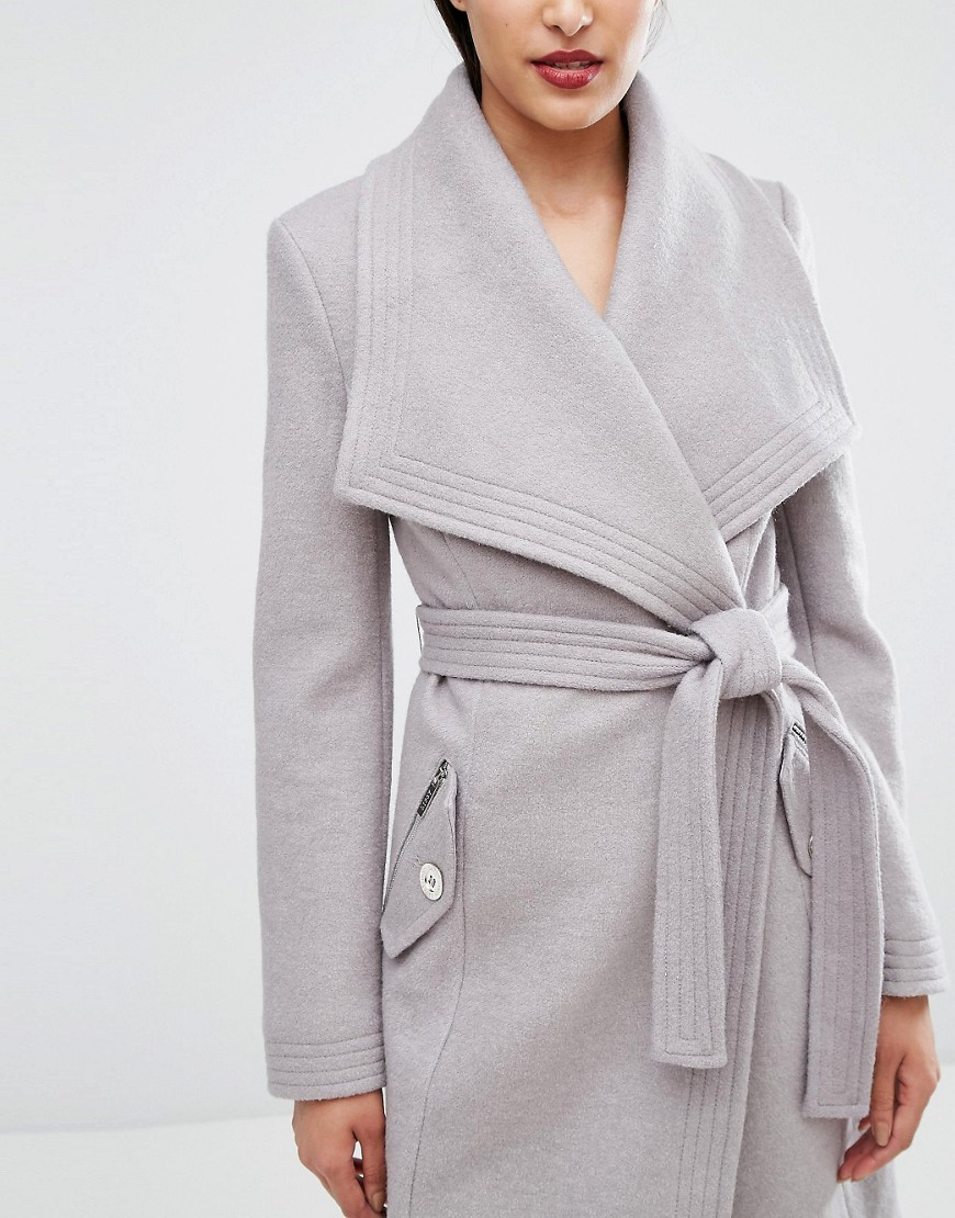 lipsy check wrap coat