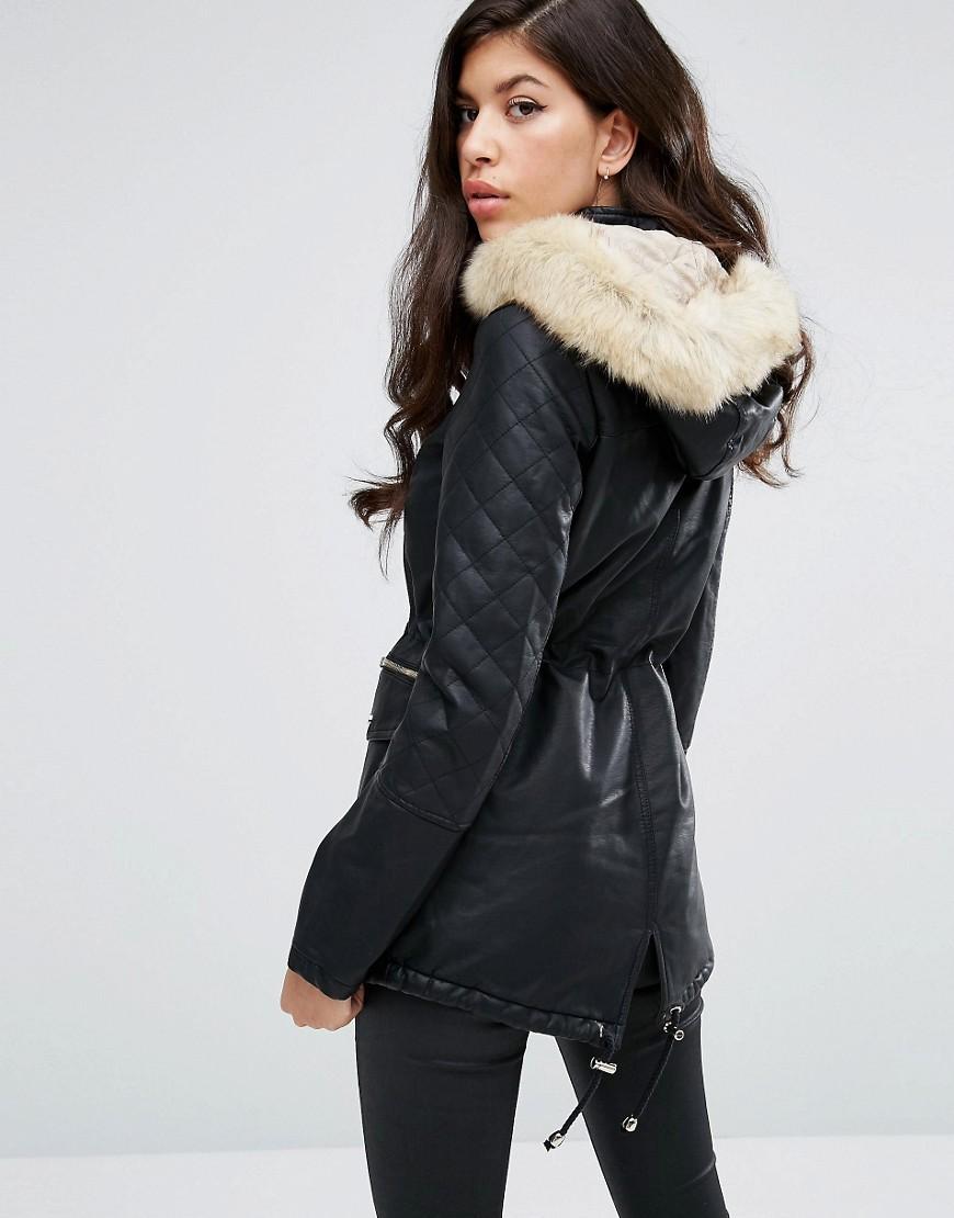 lipsy faux fur padded jacket