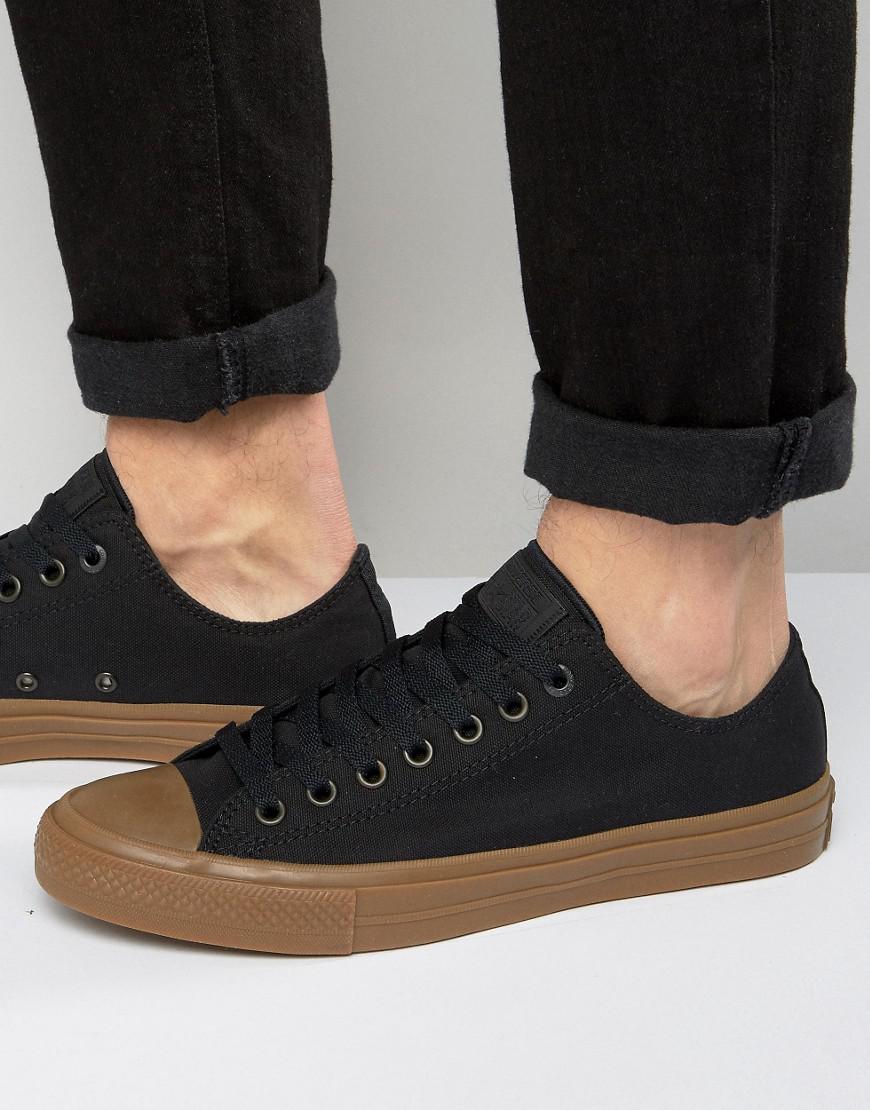 Converse Chuck Taylor All Star Ii Ox Sneakers With Gum Sole In Black ...