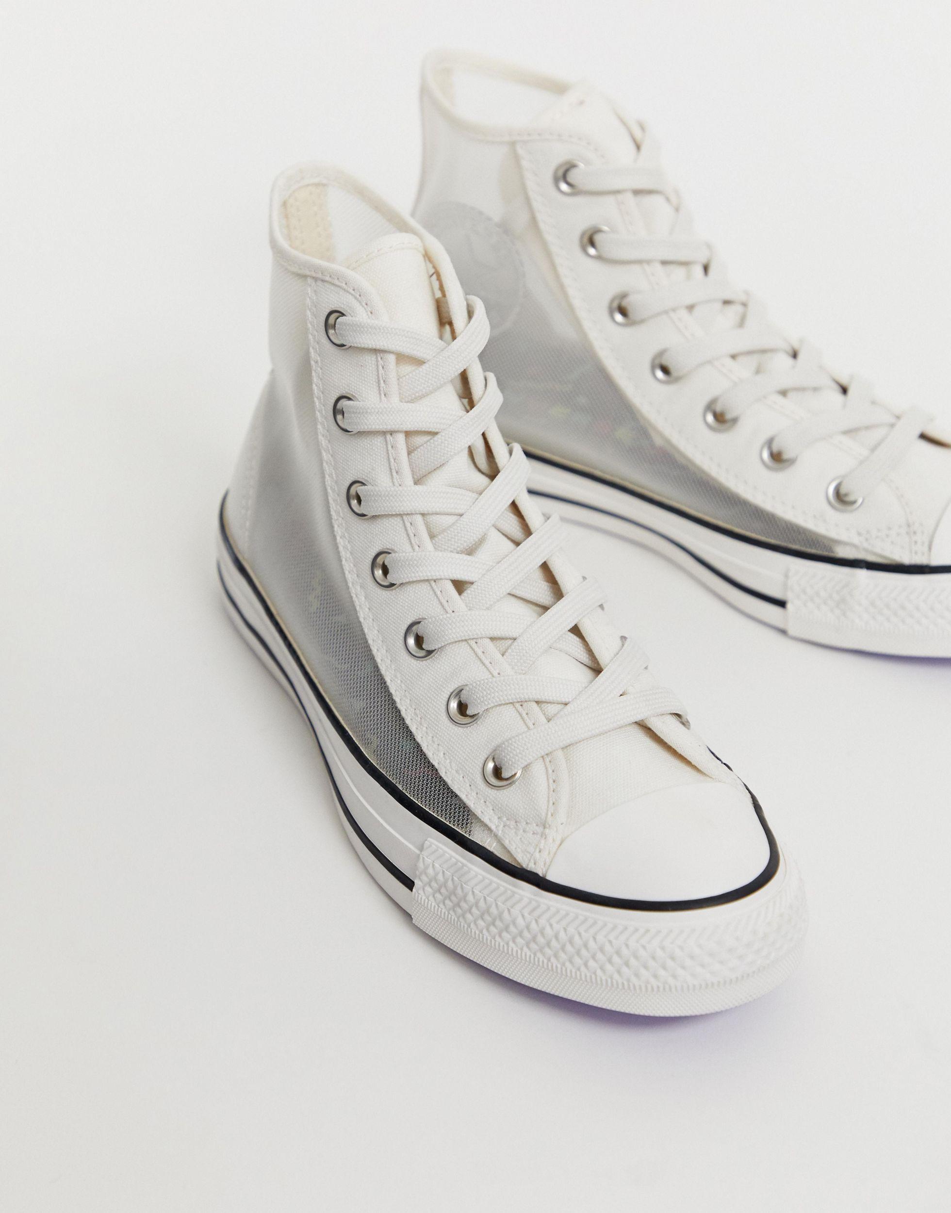 Converse Chuck Taylor All Star Hi White Mesh Trainers | Lyst UK