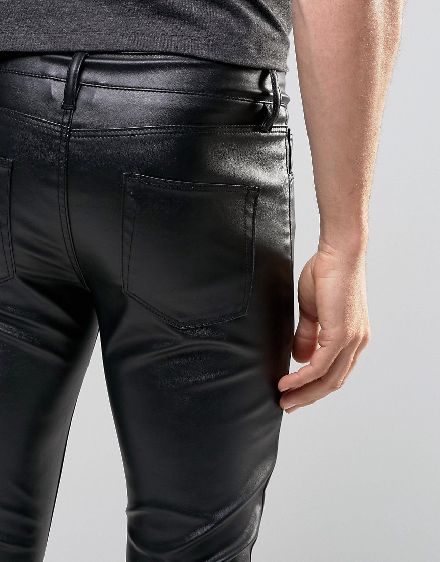 ASOS Extreme Super Skinny Jeans In Faux Leather in Black for Men | Lyst