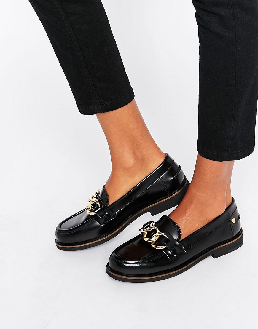 Tommy Hilfiger Leather Daisy Chain Loafers in Black | Lyst