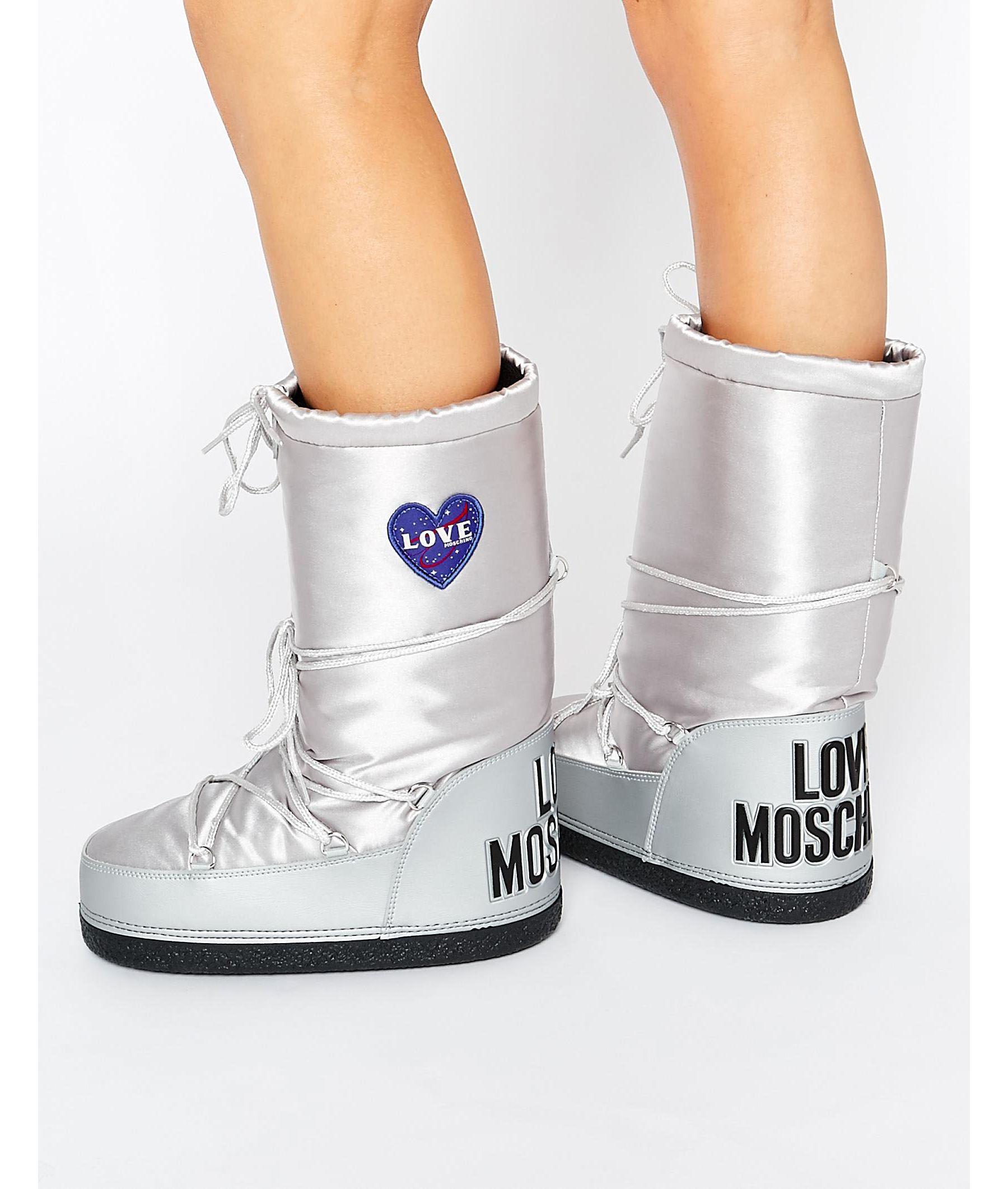 Love Moschino Silver Snow Boots in 