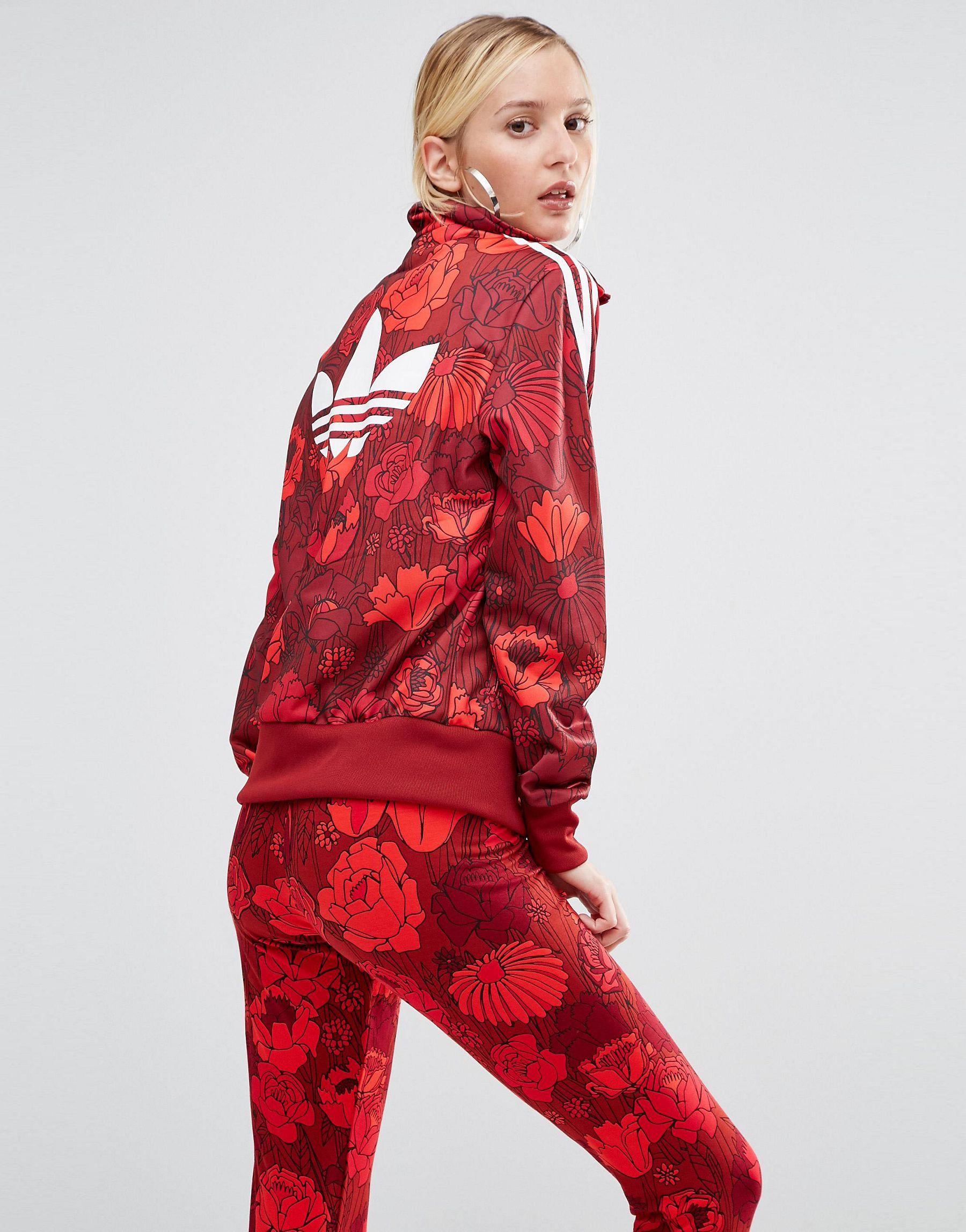 adidas originals floral three stripe track jacket