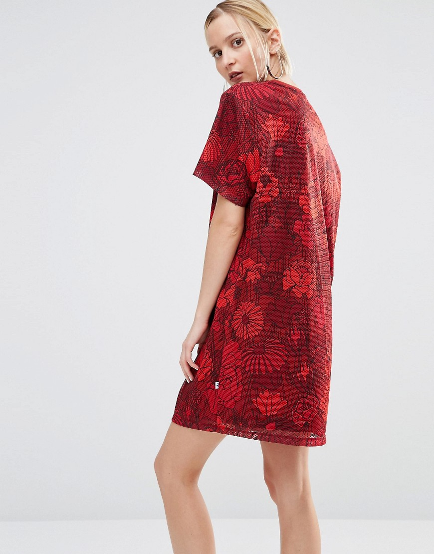 adidas red floral dress