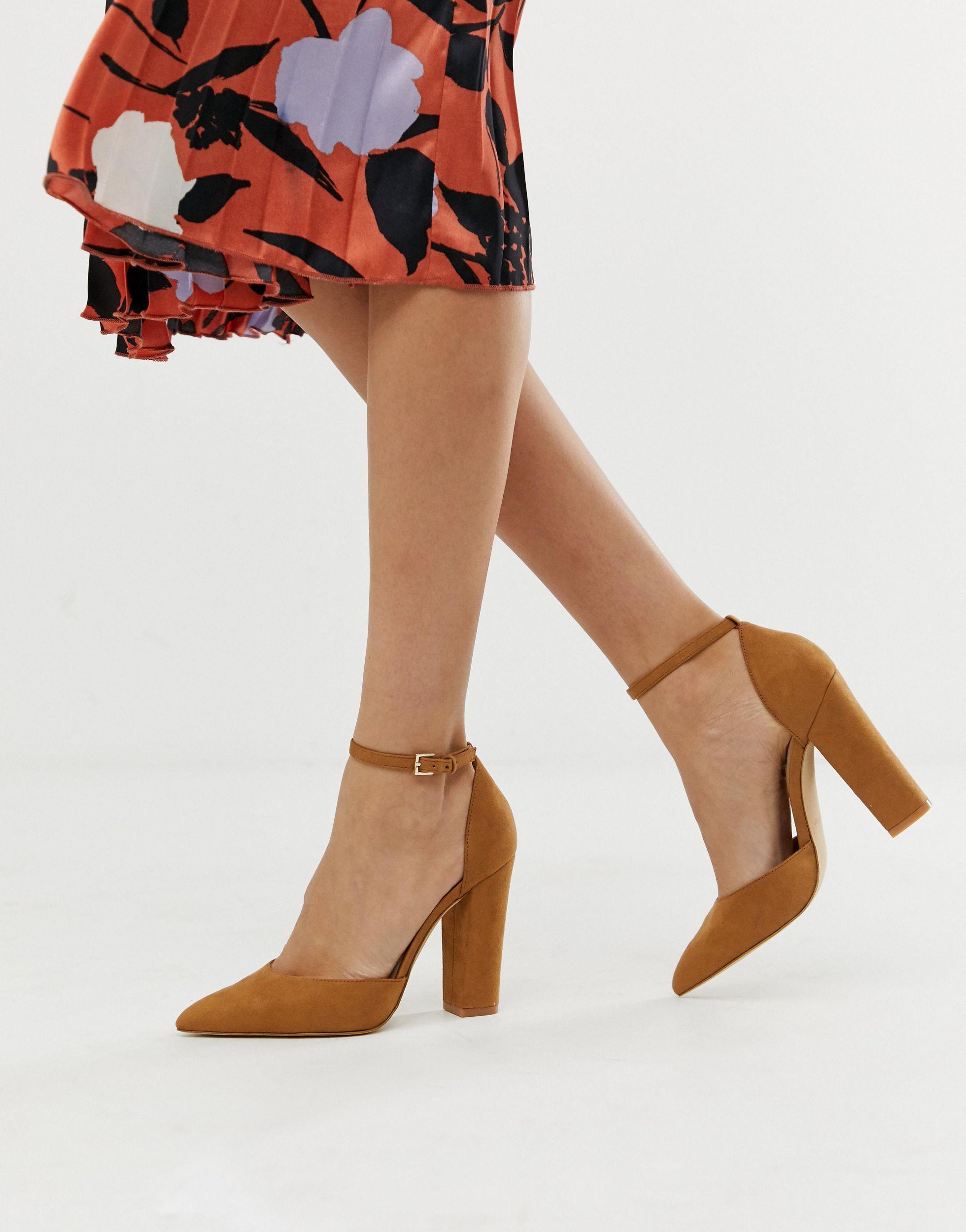 ALDO Nicholes Heeled Pumps With Ankle Strap in Brown | Lyst