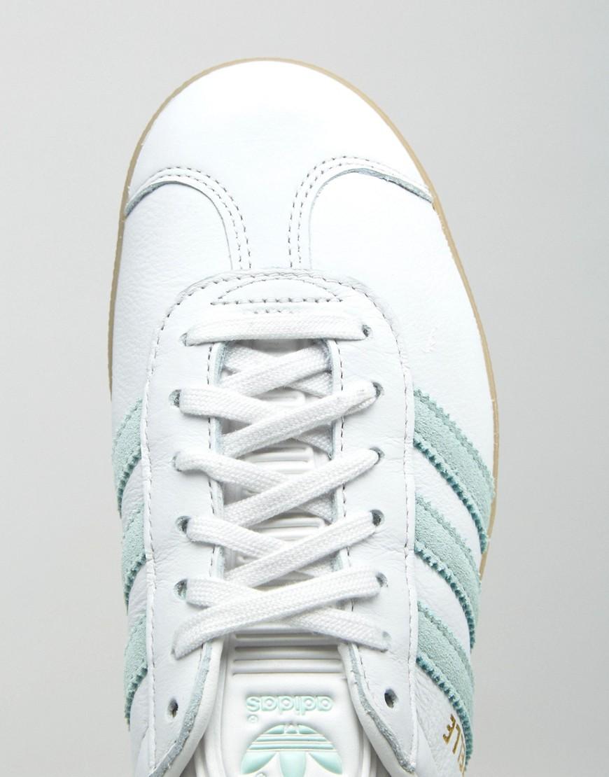 adidas Originals Originals White And Mint Gazelle Trainers With Gum Sole |  Lyst