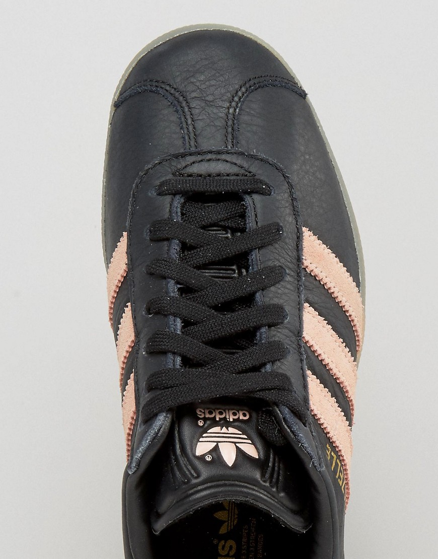 adidas Originals Black And Pink Gazelle Trainers With Gum Sole | Lyst