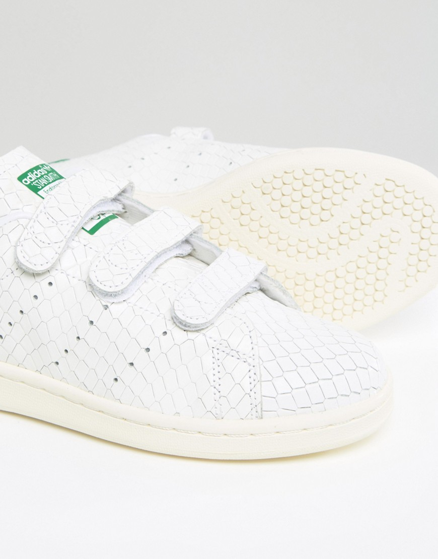 sessie gesmolten cap adidas Originals Stan Smith Snake Print Embossed Sneakers in White | Lyst